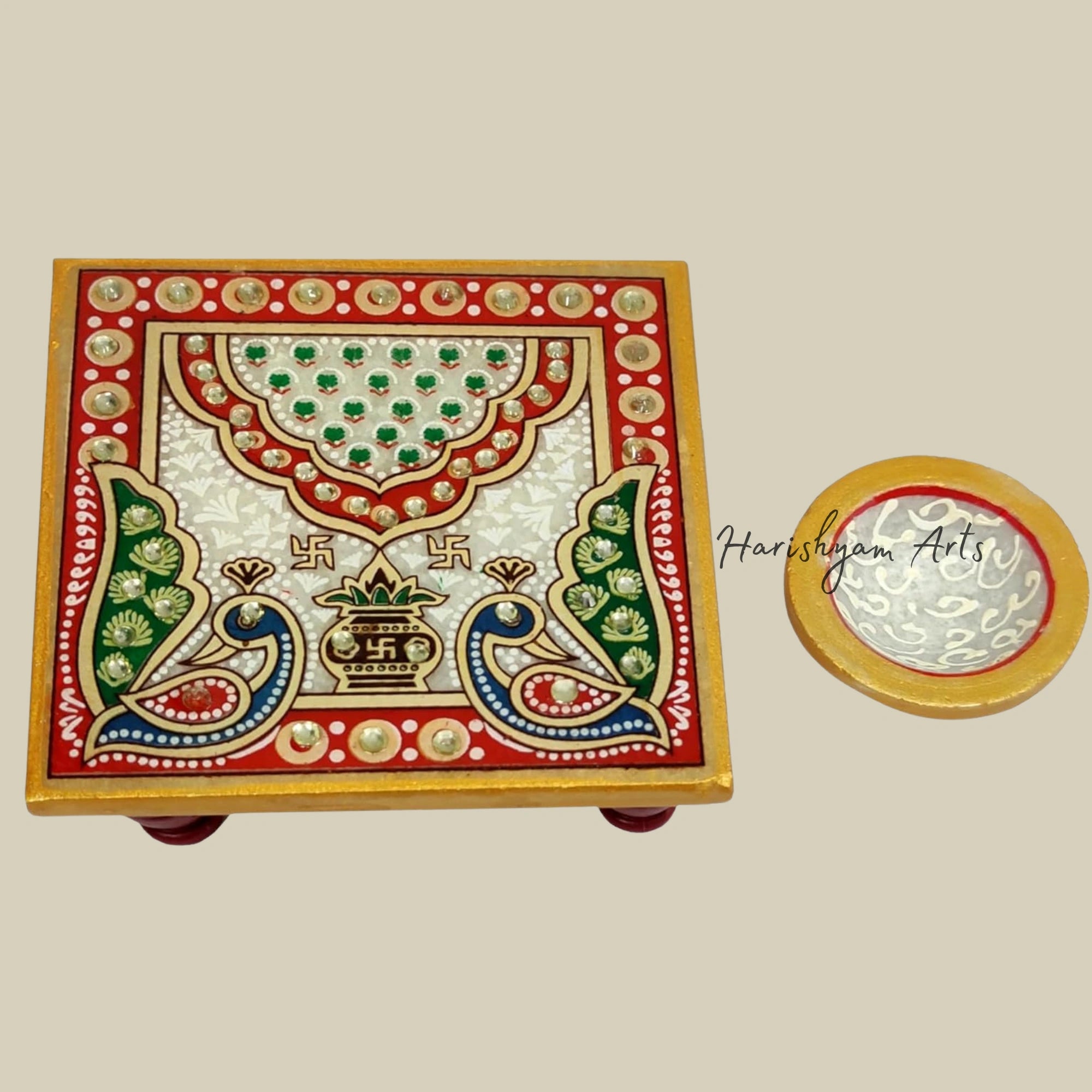 Decorative Marble Diya with Chowki for Home and Festival Décor3