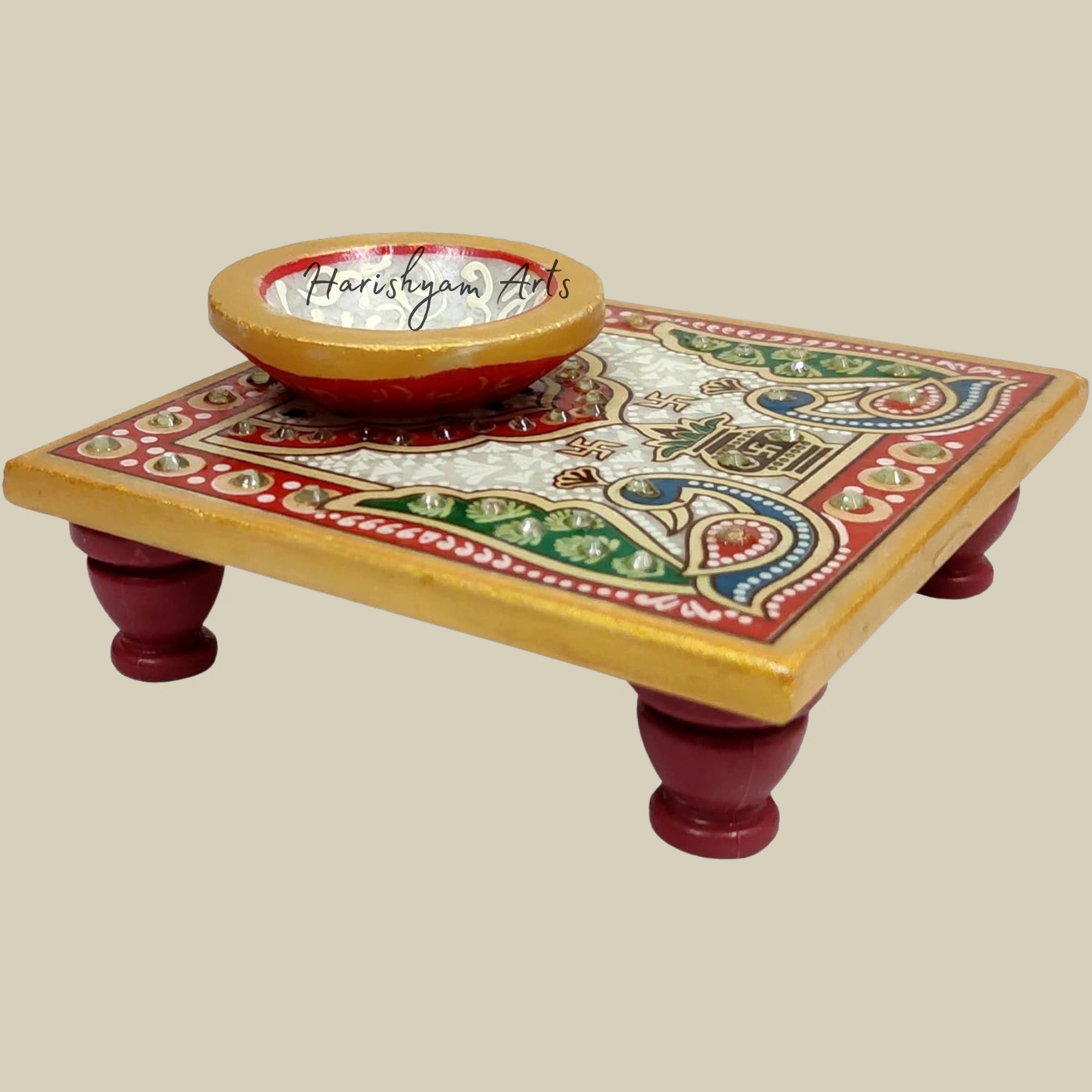 Decorative Marble Diya with Chowki for Home and Festival Décor4