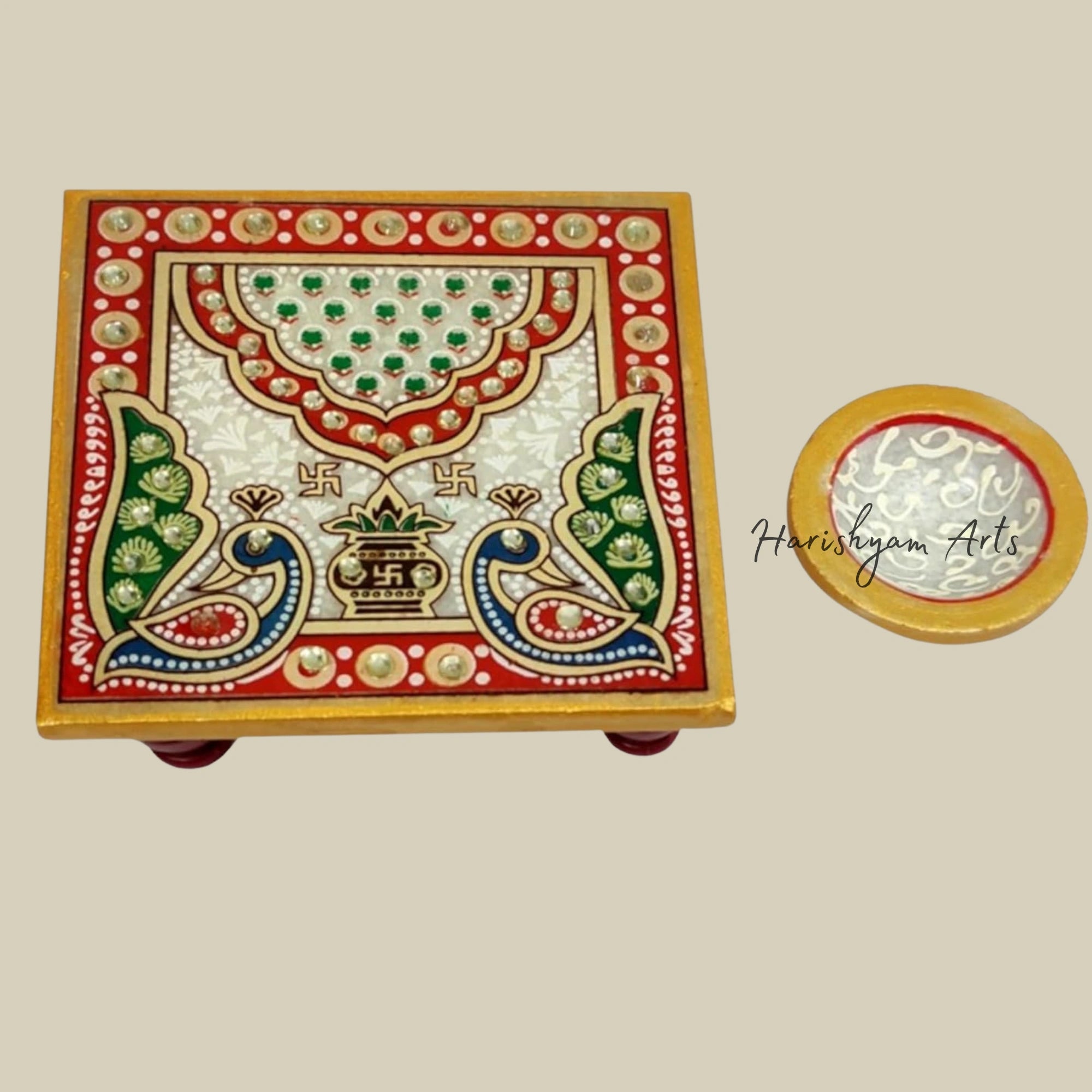 Decorative Marble Diya with Chowki for Home and Festival Décor5