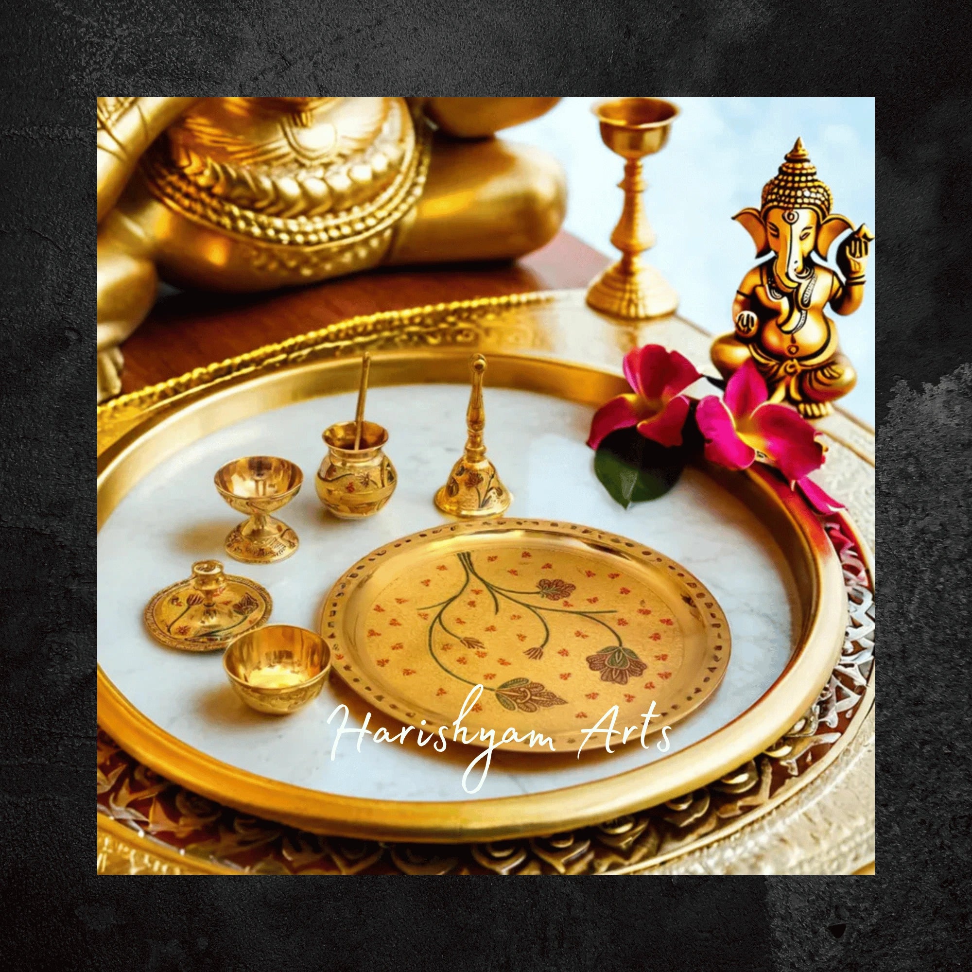 Designer Pooja Thali Set with Embellished Work for Spiritual Decor