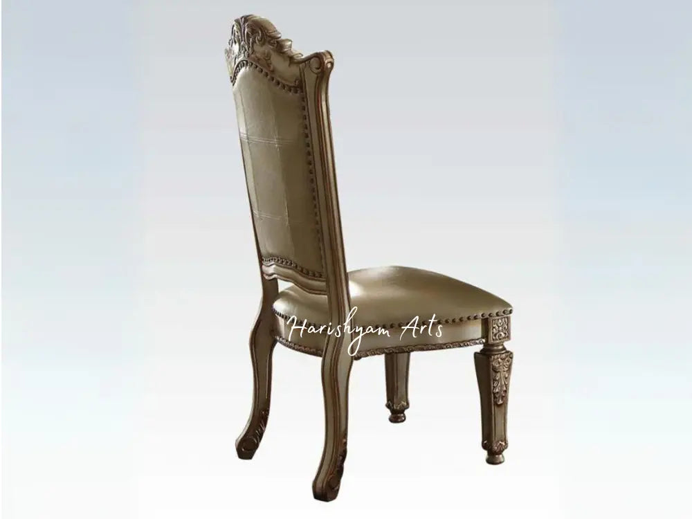 Double Pedestal Dining Set with Gold Patina and Bone Accents