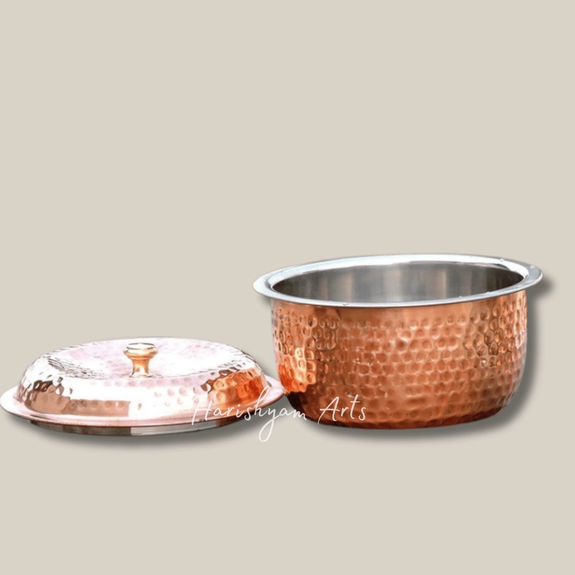Dual Layer Casserole Pot with Pure Copper and Stainless Steel for Elegant Serving