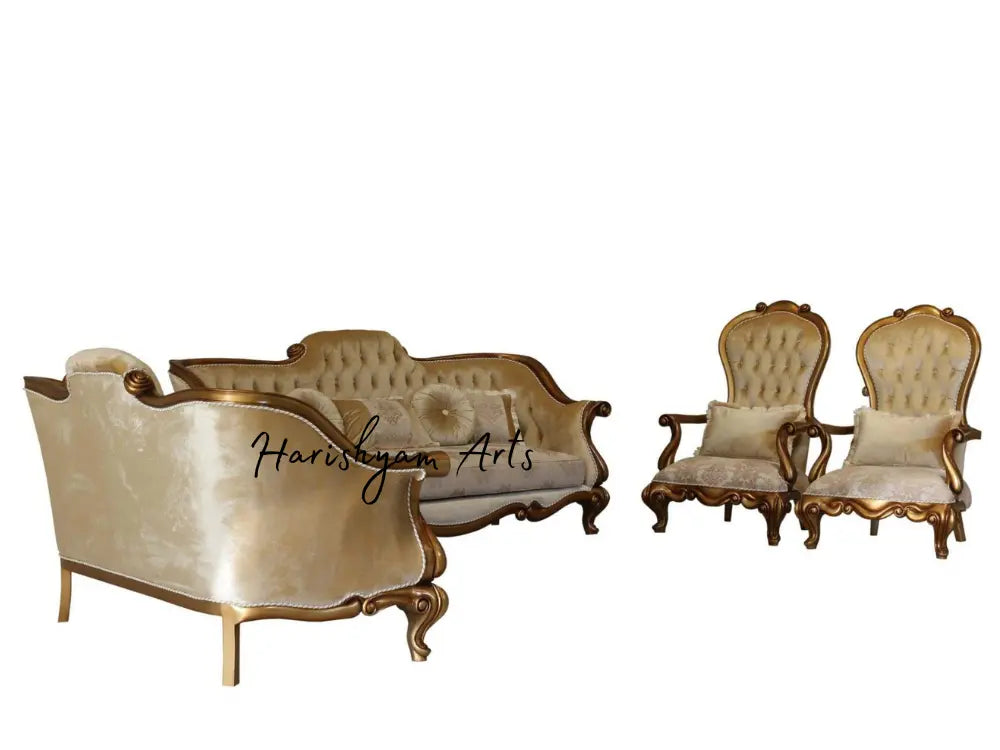 Elegant 4-Piece Gold and Bronze Luxury Sofa Set