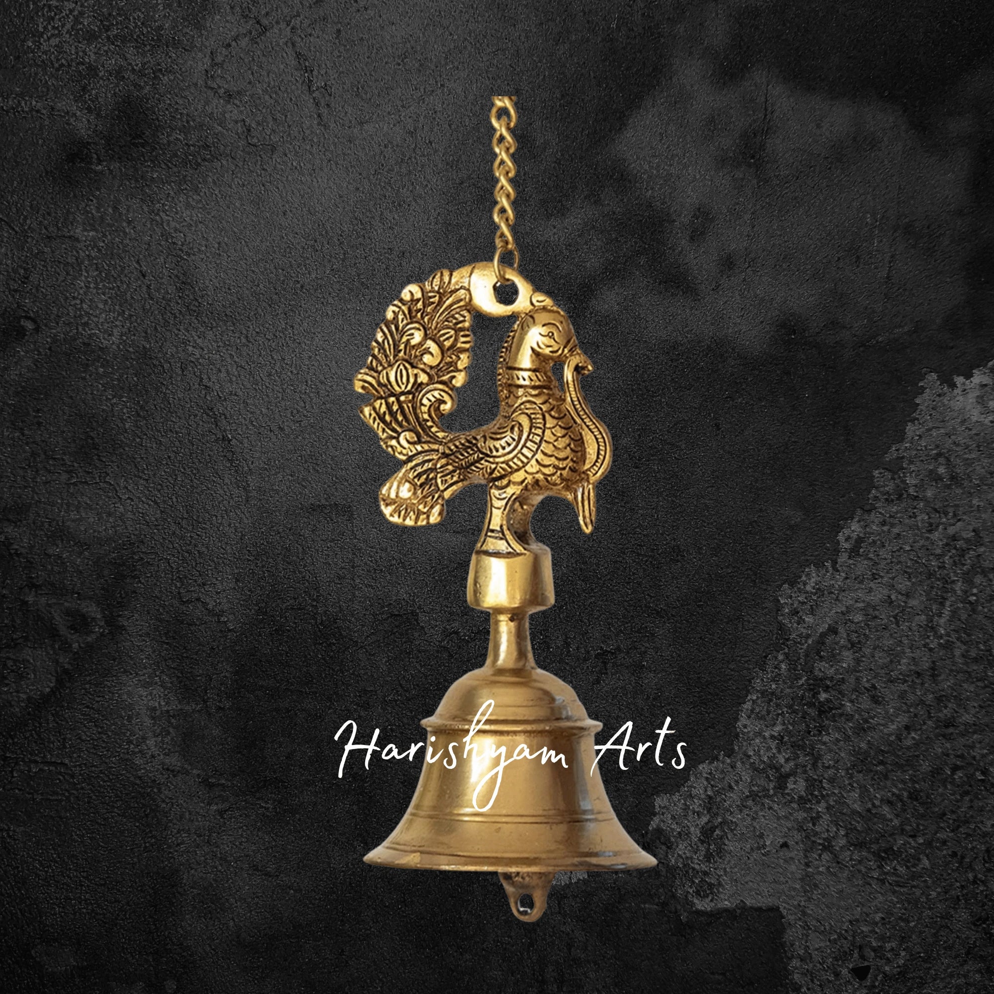 Elegant Brass Hanging Peacock Bell for Pooja Room Decoration
