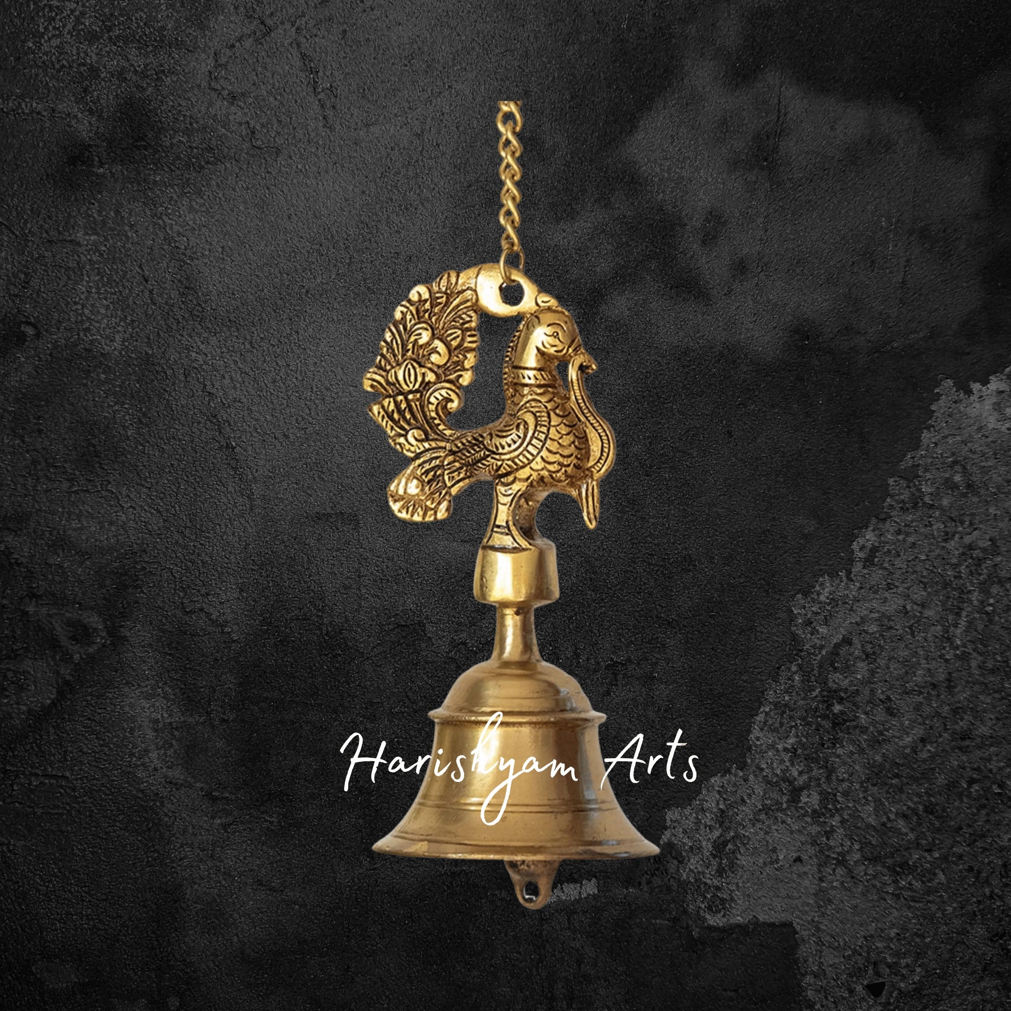 Elegant Brass Hanging Peacock Bell for Pooja Room Decoration