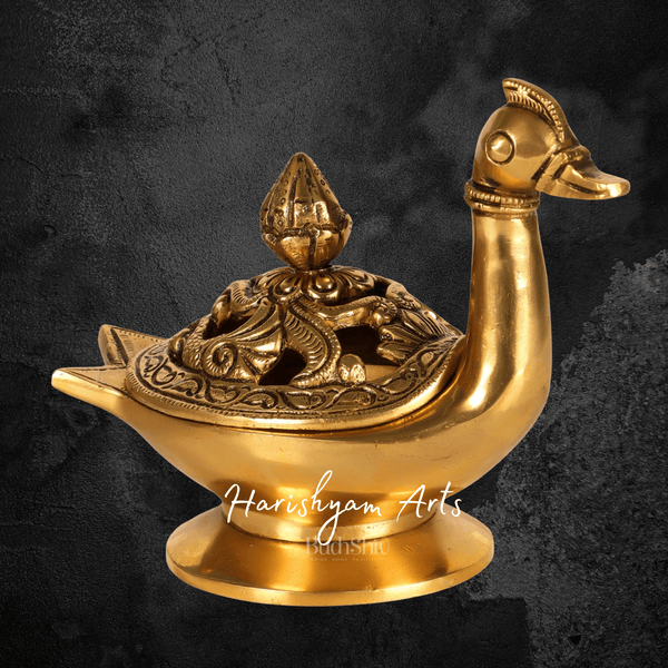 Elegant Swan Shape Brass Loban Dhoop Burner for Divine Vibes