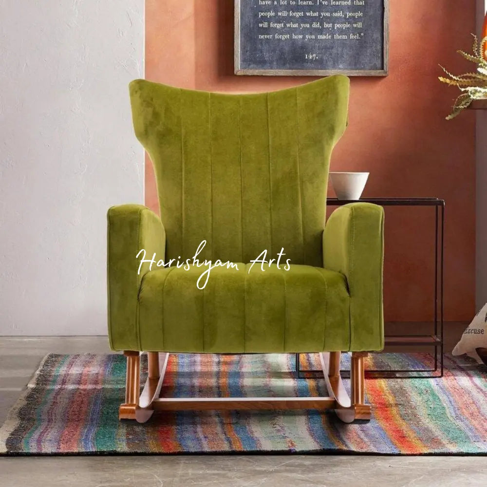 Emerald Dream Green Velvet Rocking Chair