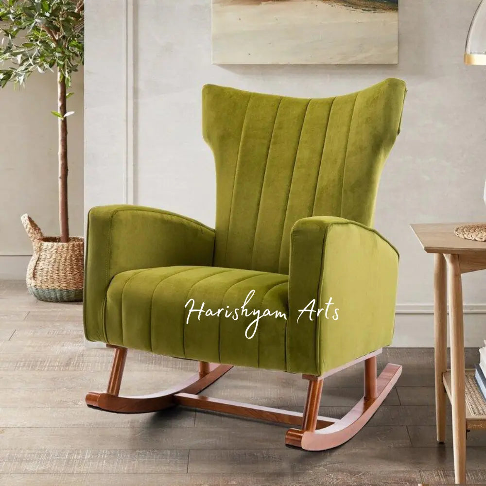 Emerald Dream Green Velvet Rocking Chair