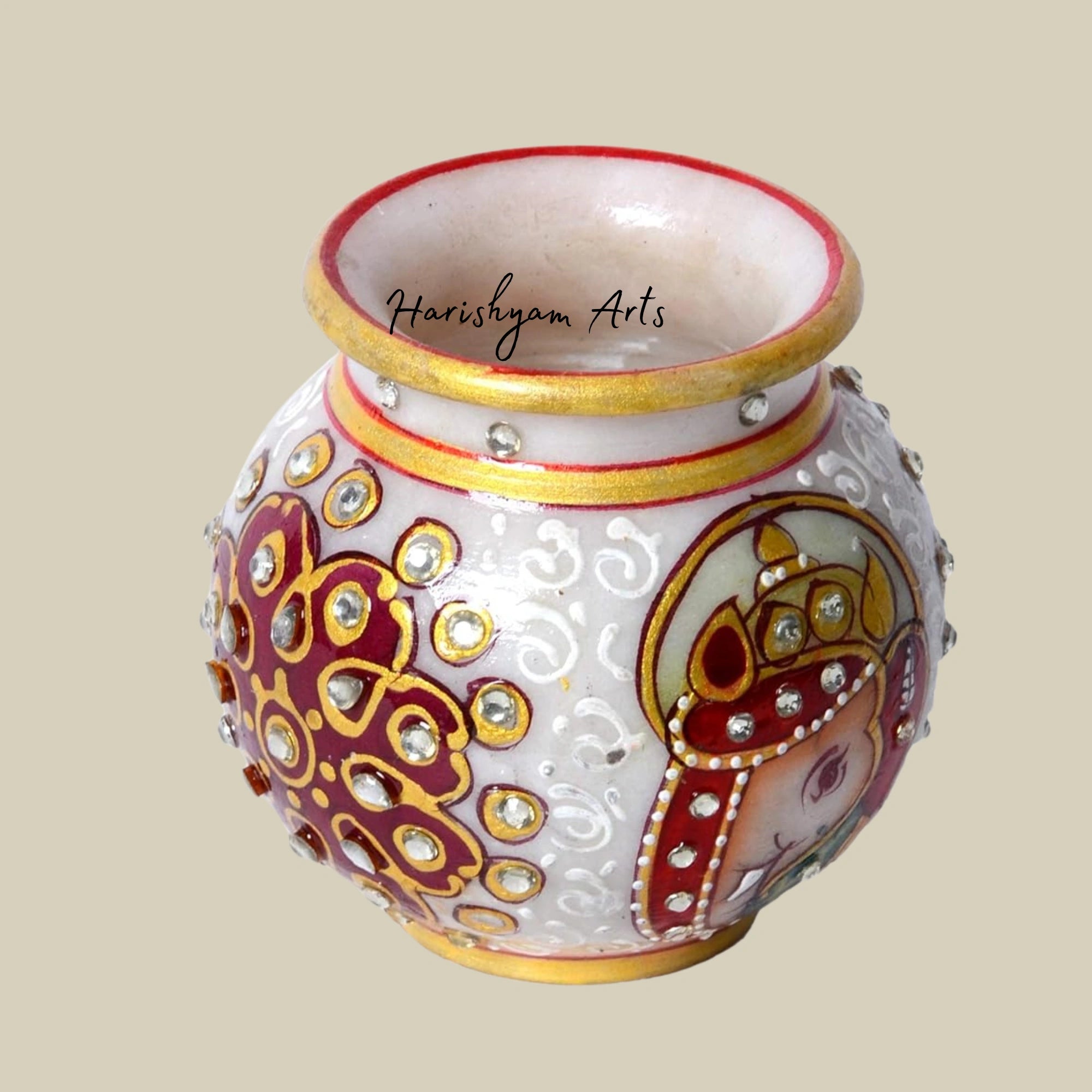 Exquisite Marble Handicraft Pot Collectible Home Ornament