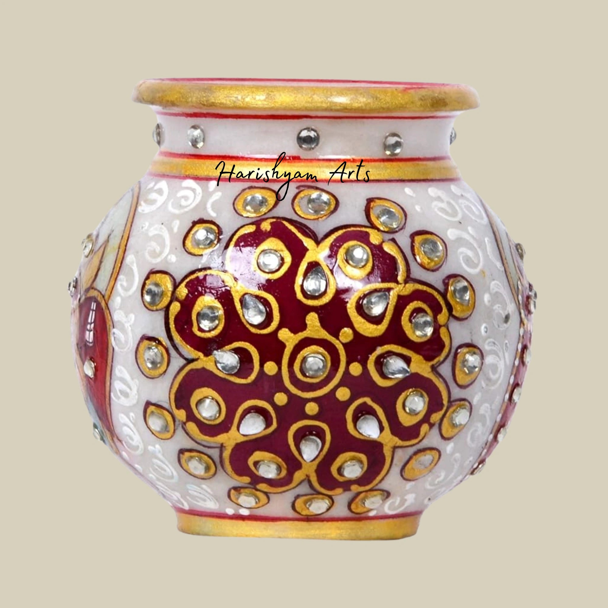 Exquisite Marble Handicraft Pot Collectible Home Ornament