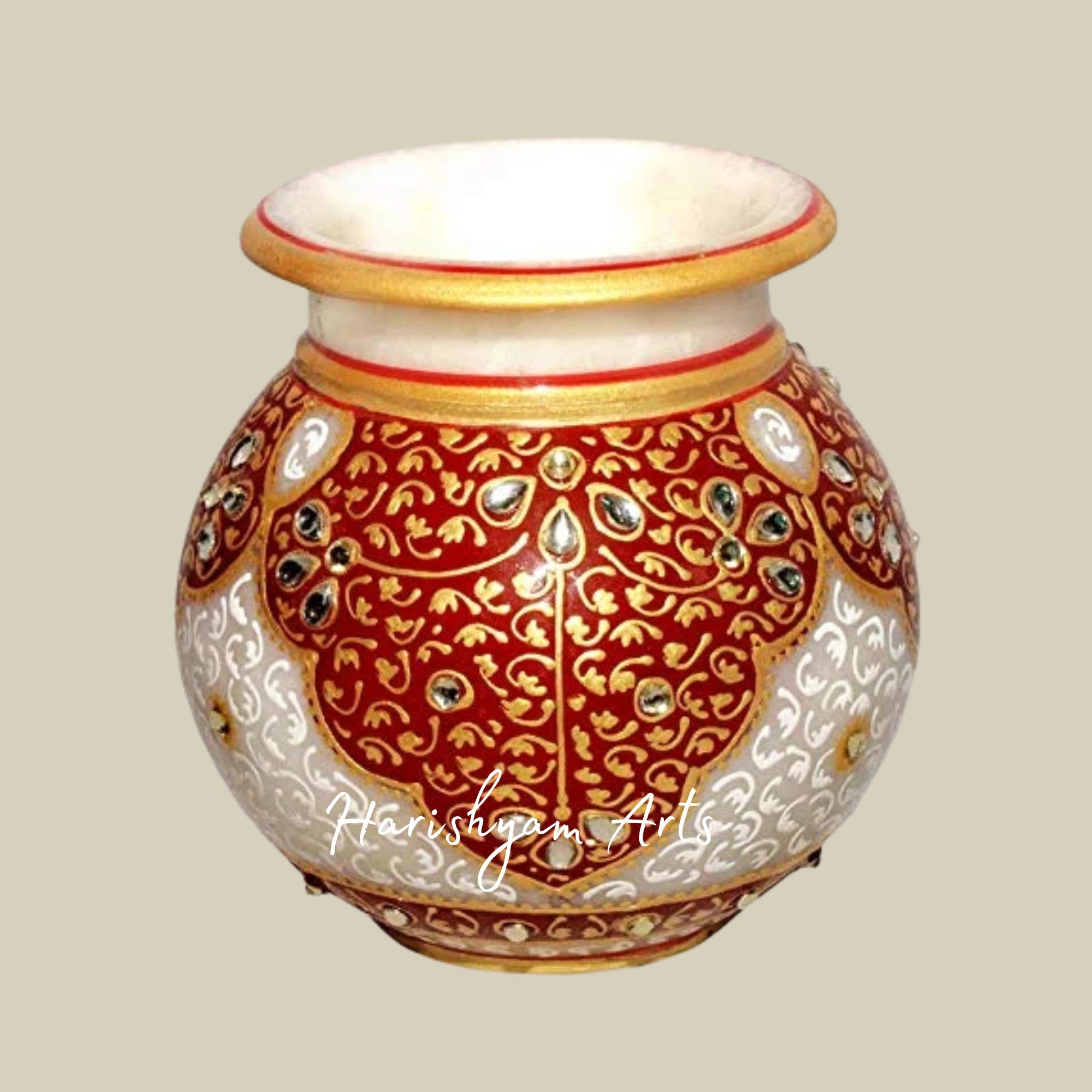 Exquisite Marble Meenakari Handicraft Traditional Art Piece