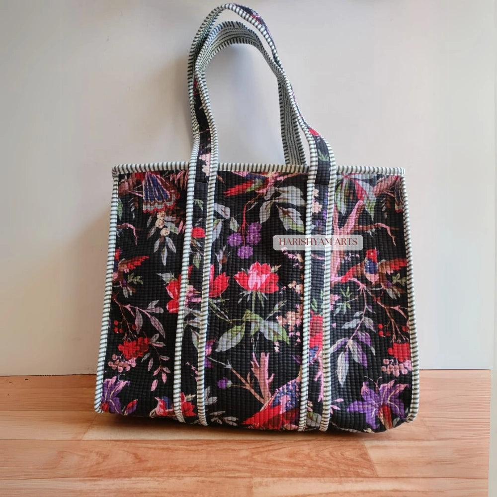 Floral Muse Quilted Tote Bag