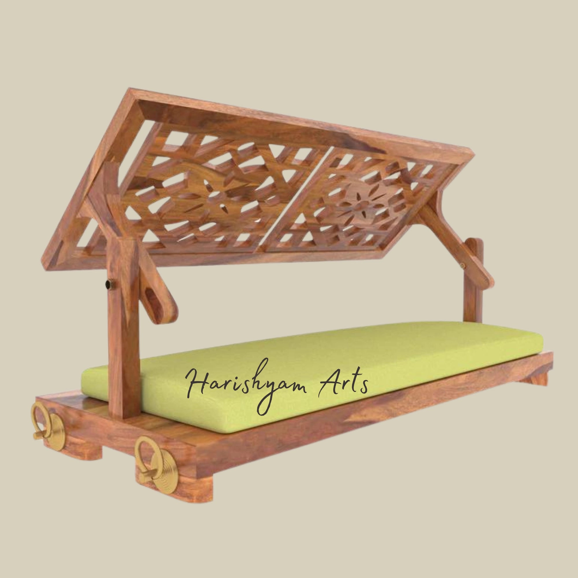 Flowered Carved Back Traditional Wooden Swing for Adults2