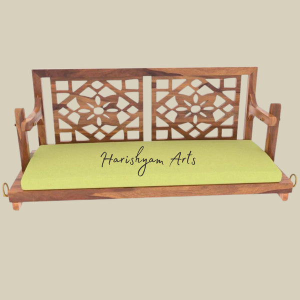 Flowered Carved Back Traditional Wooden Swing for Adults
