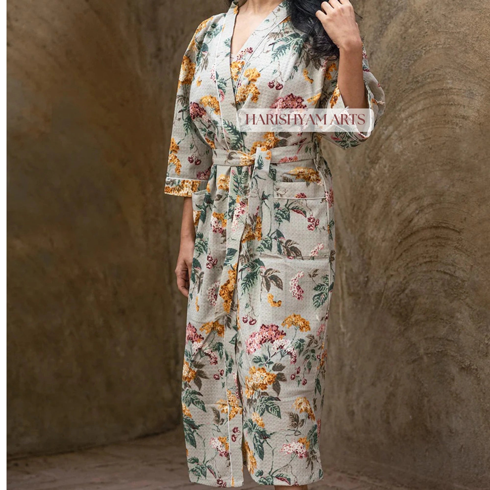 Forest Bloom Handcrafted Cotton Bathrobe