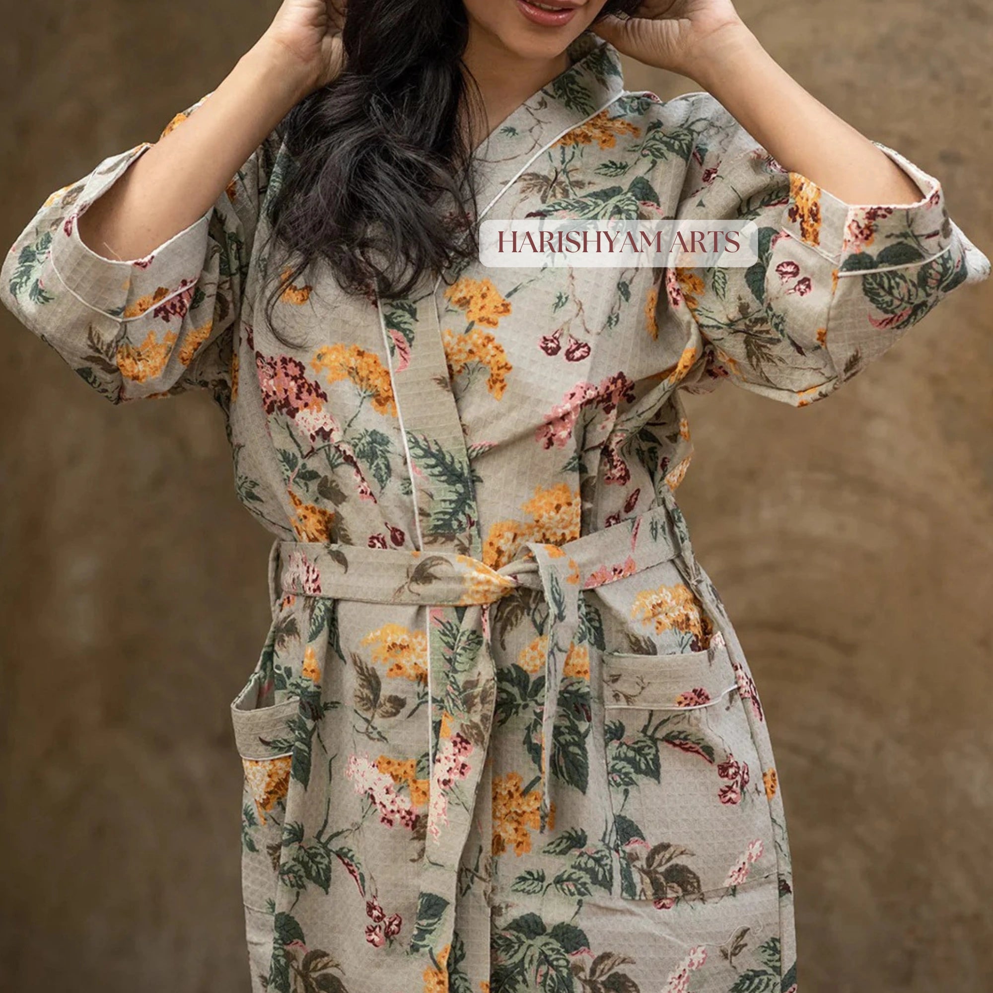 Forest Bloom Handcrafted Cotton Bathrobe