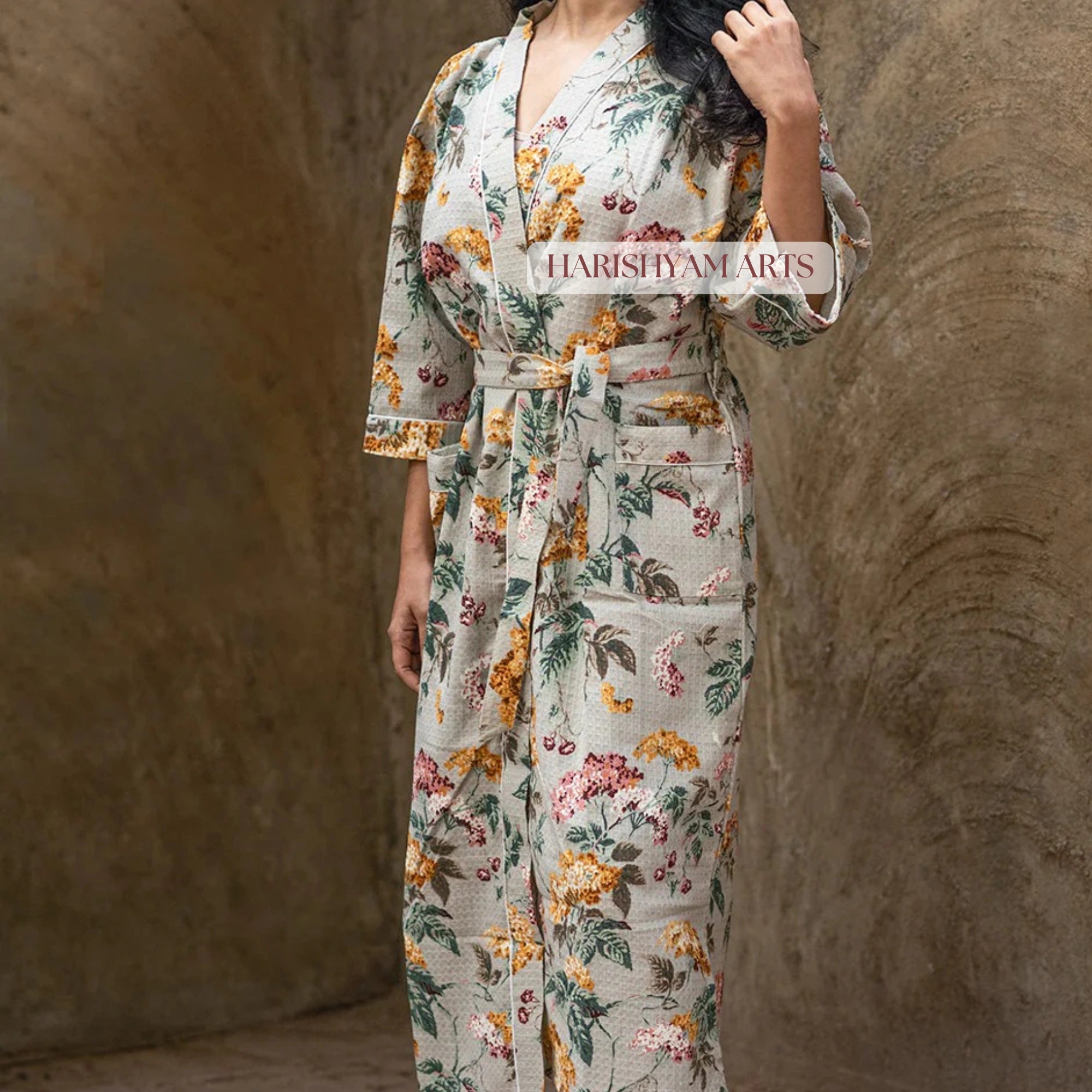 Forest Bloom Handcrafted Cotton Bathrobe