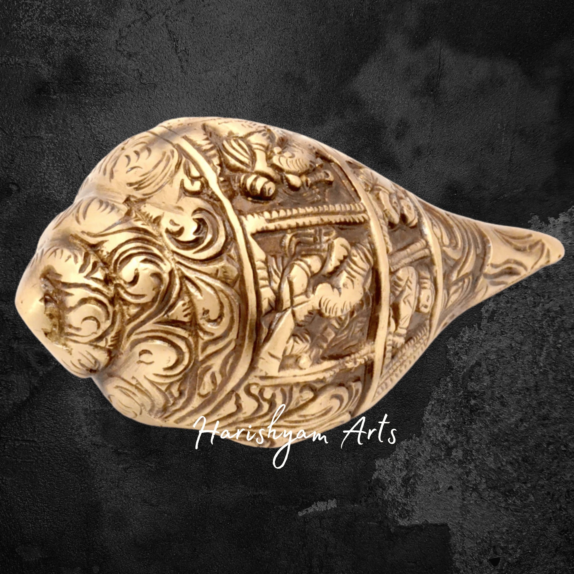 Ganesha Carved Brass Shankh Showpiece for Home Decor