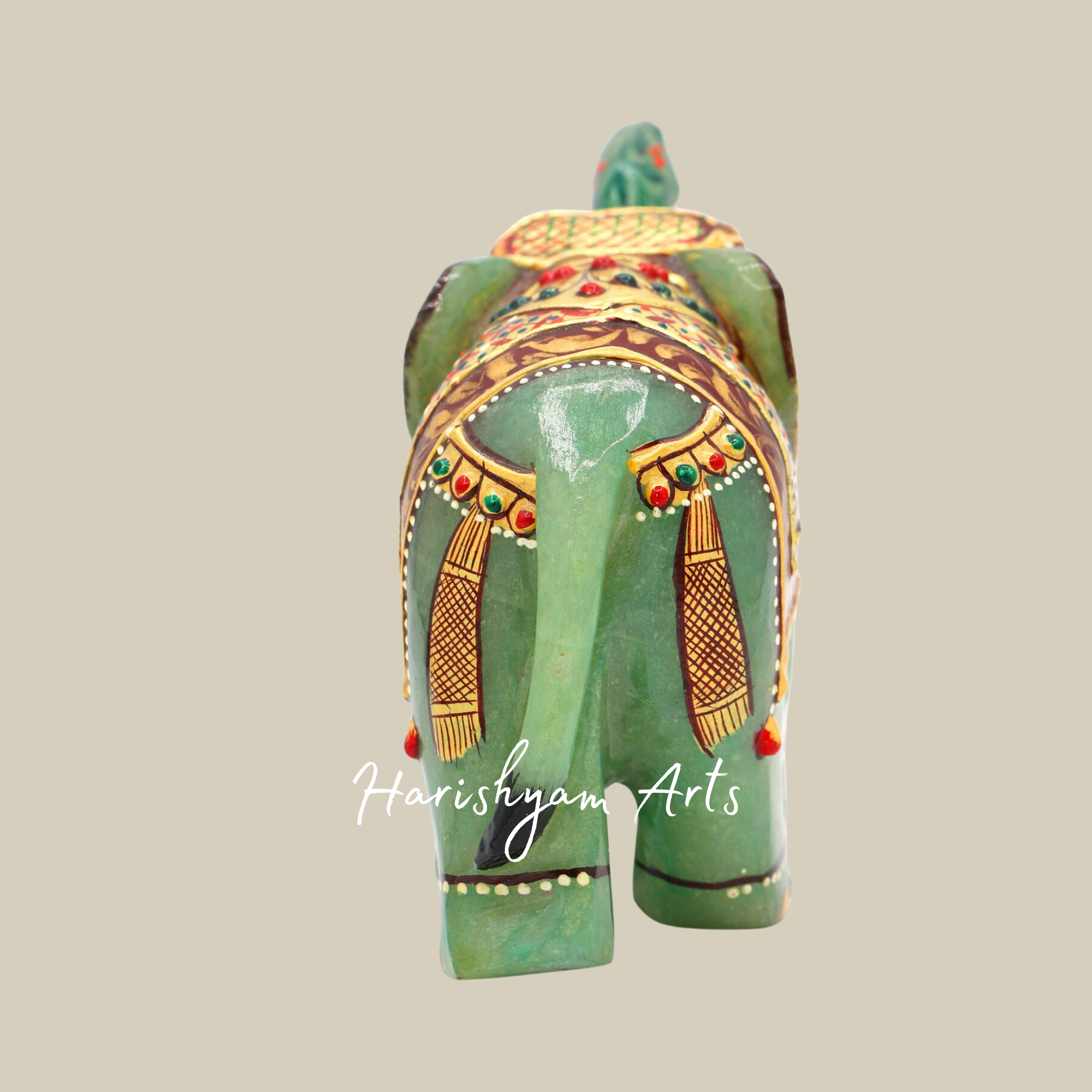 Gemstone Enamel Printed Elephant Showpiece