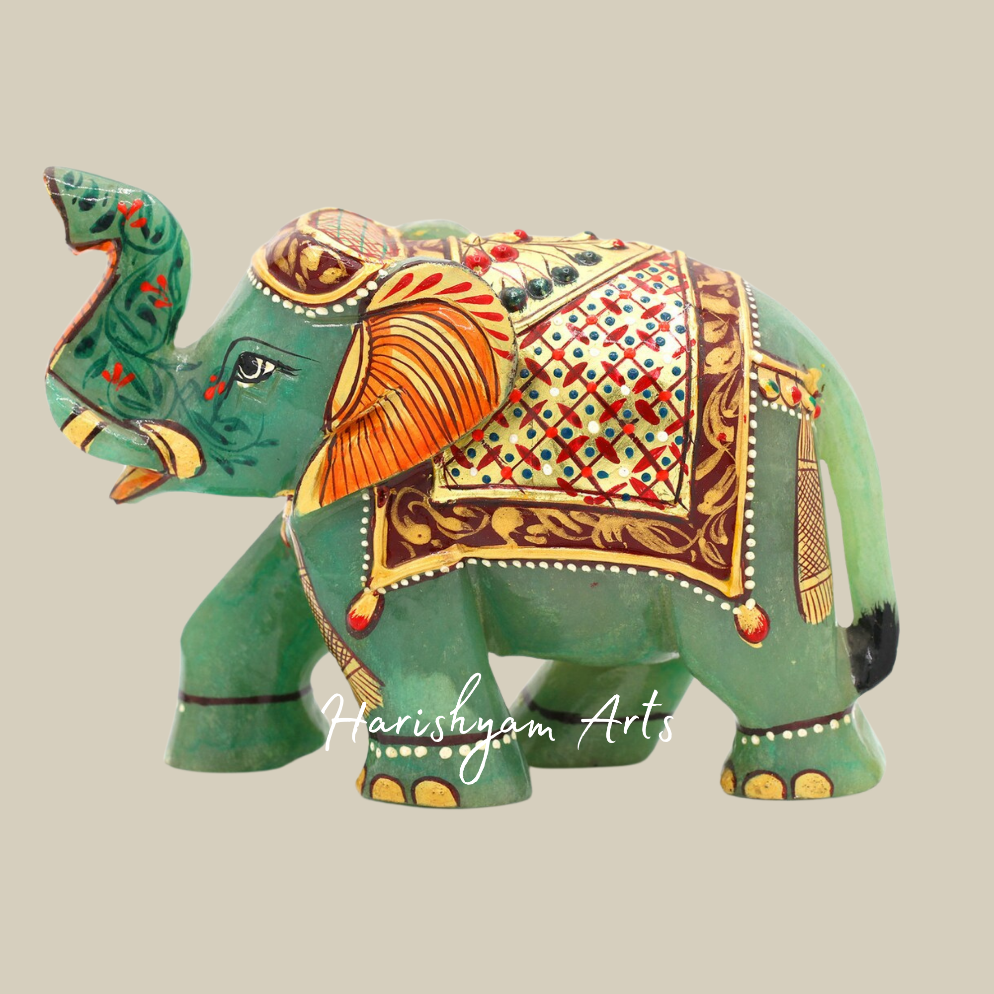 Gemstone Enamel Printed Elephant Showpiece