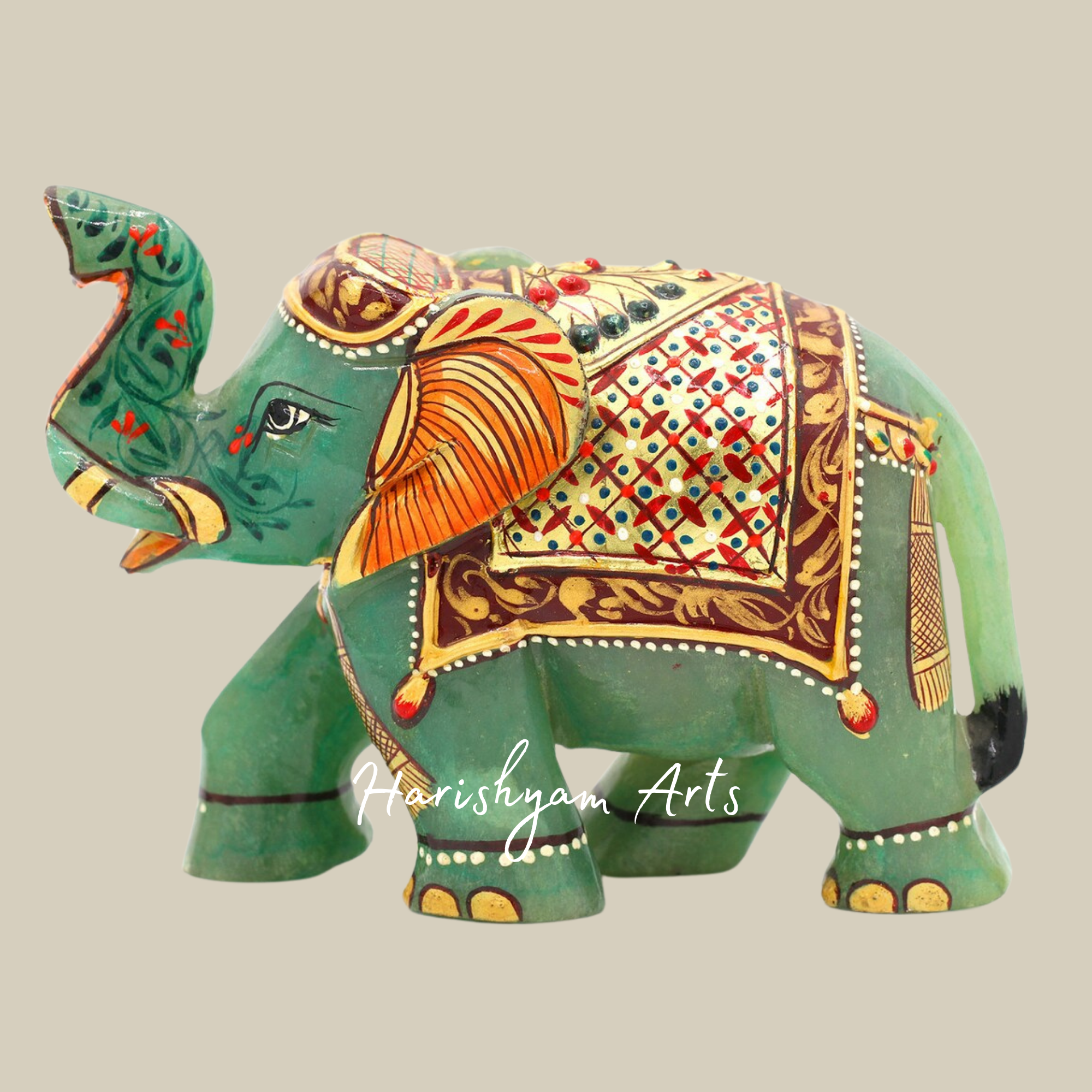 Gemstone Enamel Printed Elephant Showpiece