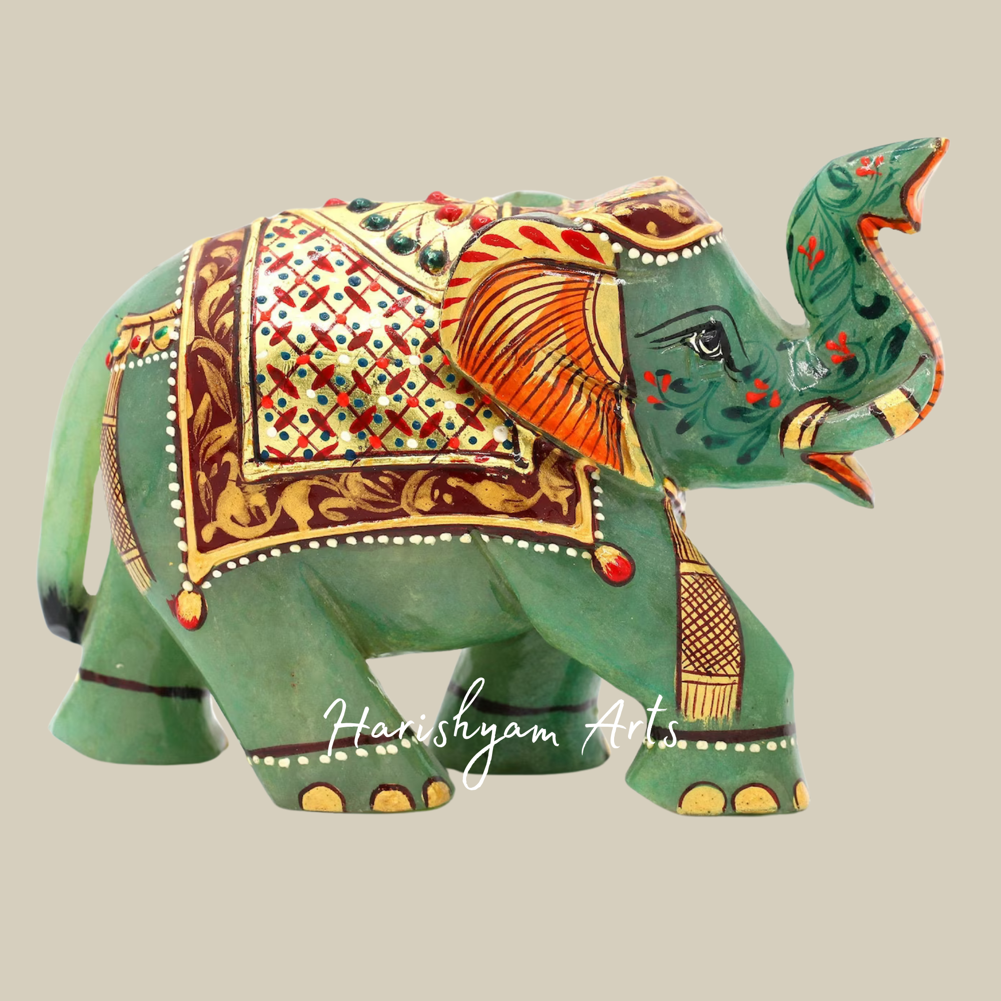 Gemstone Enamel Printed Elephant Showpiece