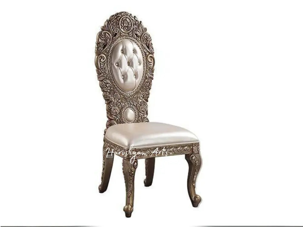 Golden Brown Traditional 7-Piece Dining Set with Luxurious Design, Carved Table, and Chairs