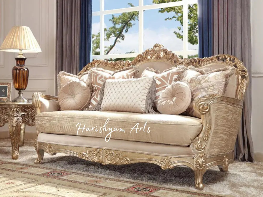 Golden Elegance Champagne Finish Sofa Set