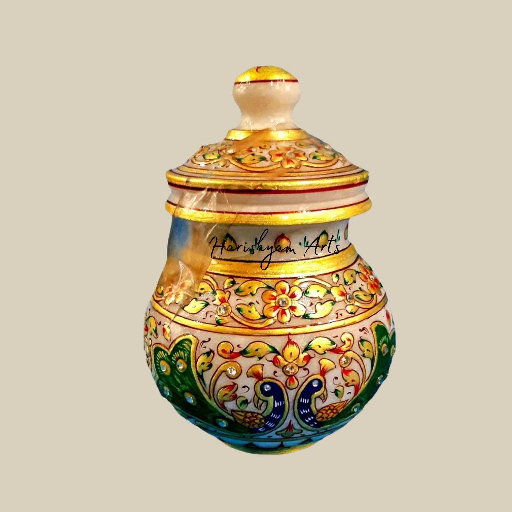Golden Marble Lota with Exquisite Gold Painting