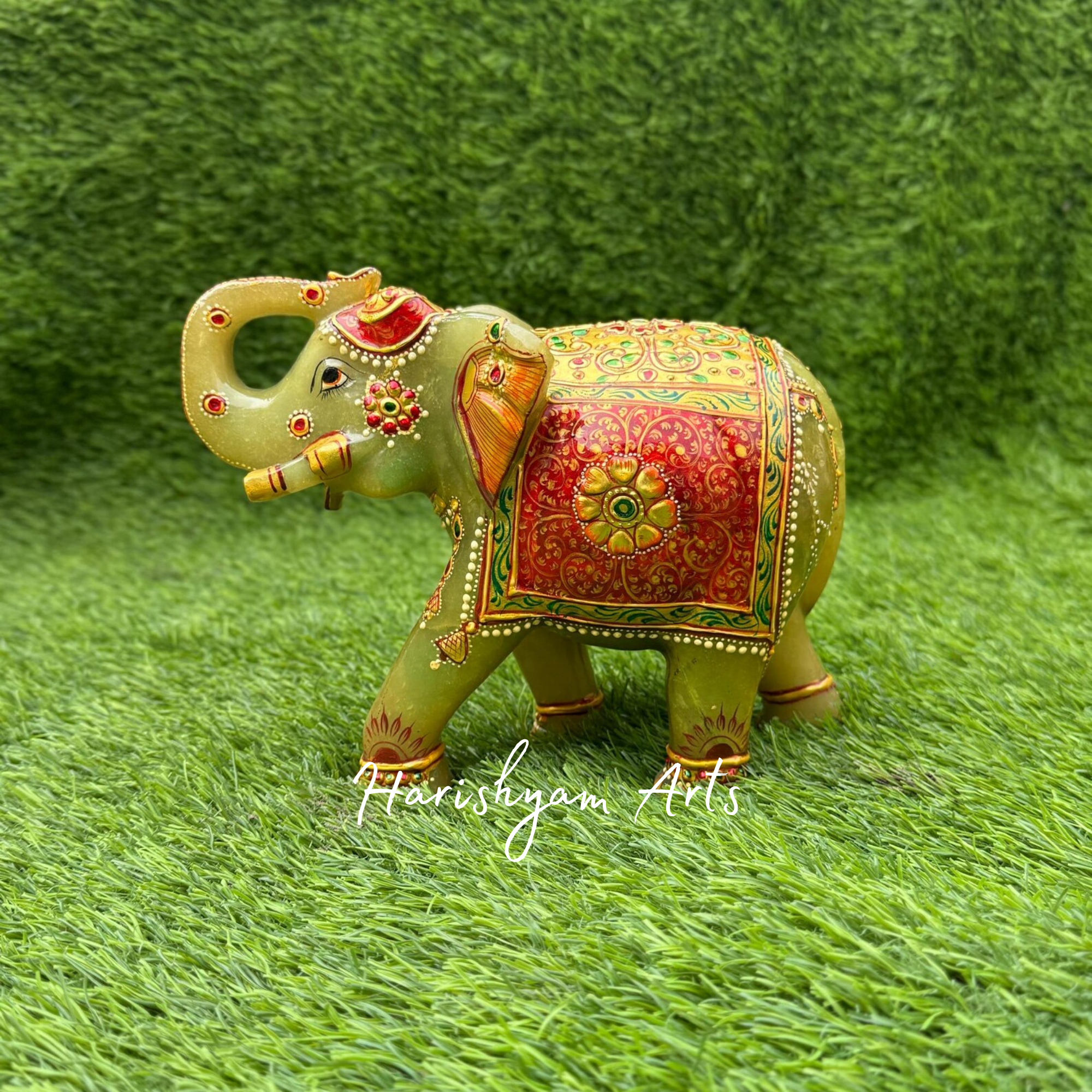 Green Aventurine Elephant Idol Handcrafted Statue