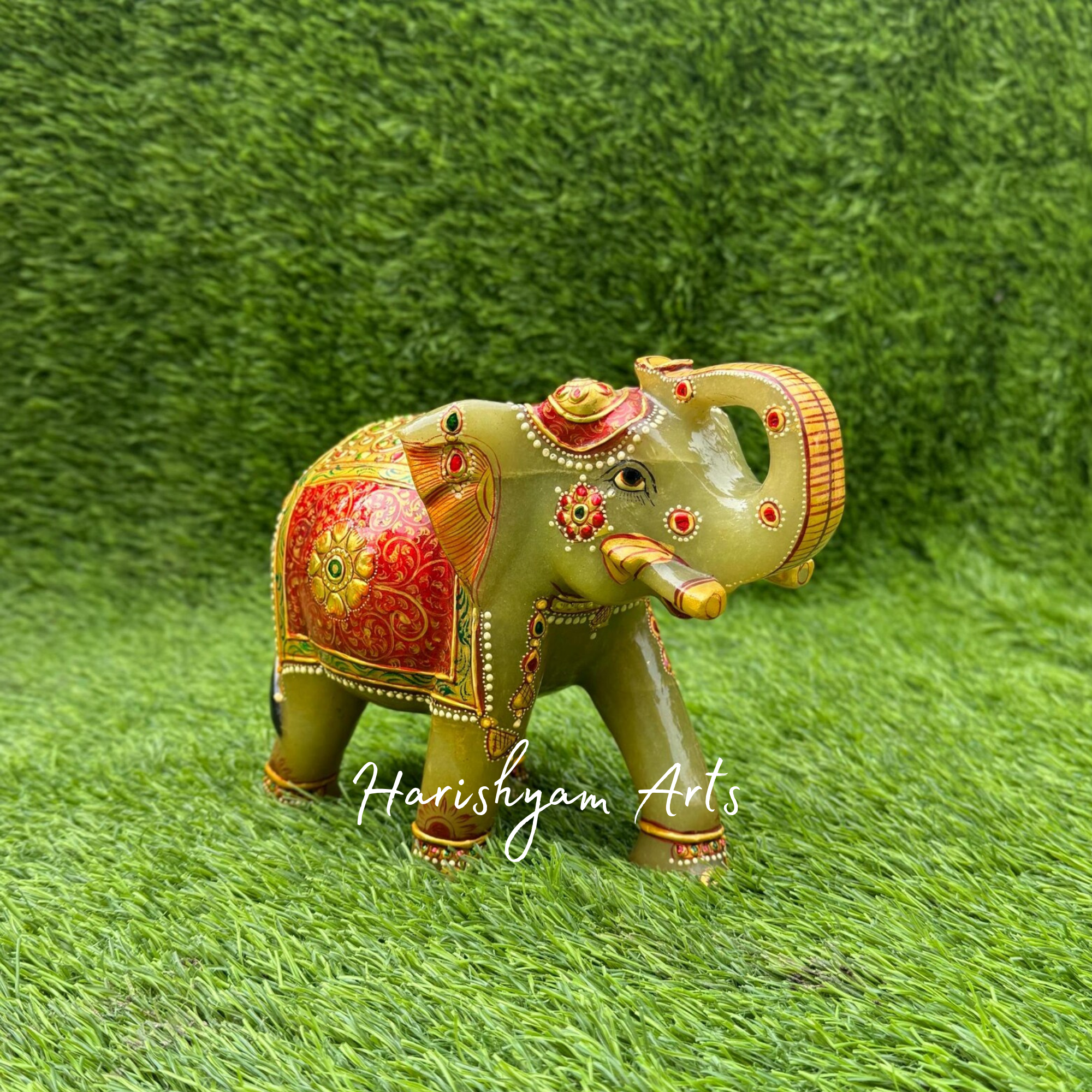 Green Aventurine Elephant Idol Handcrafted Statue