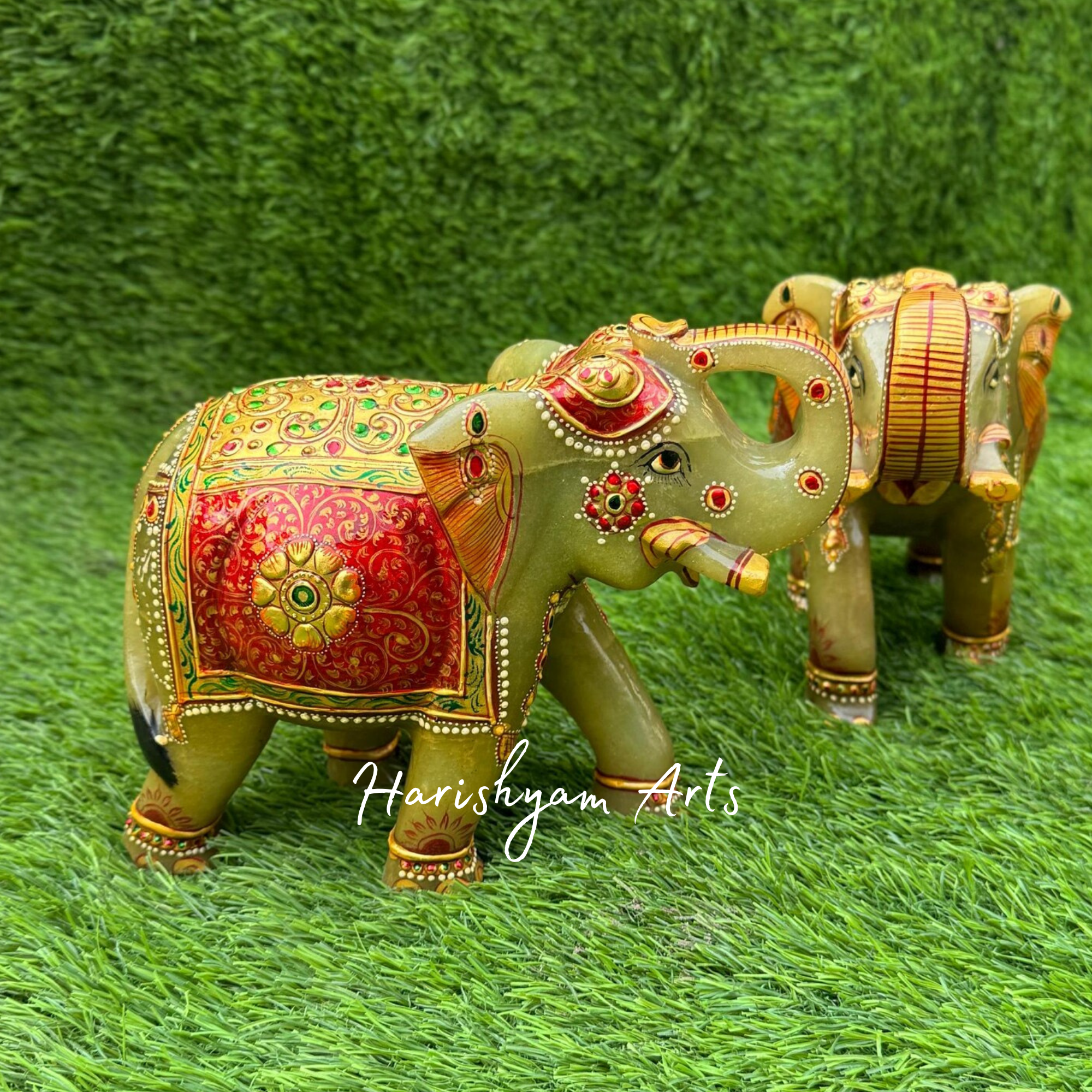 Green Aventurine Elephant Idol Handcrafted Statue