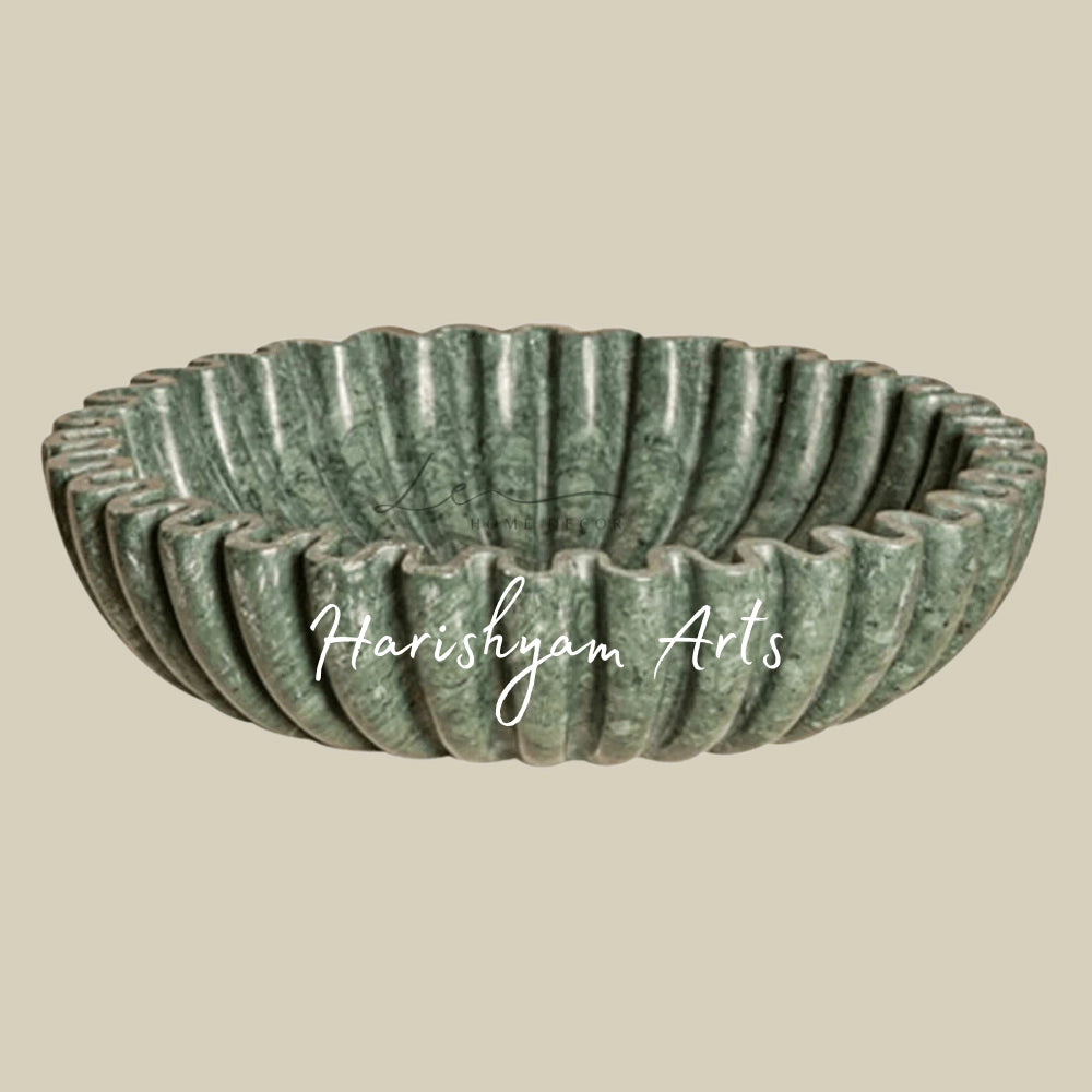 Green Marble Ruffle Bowl