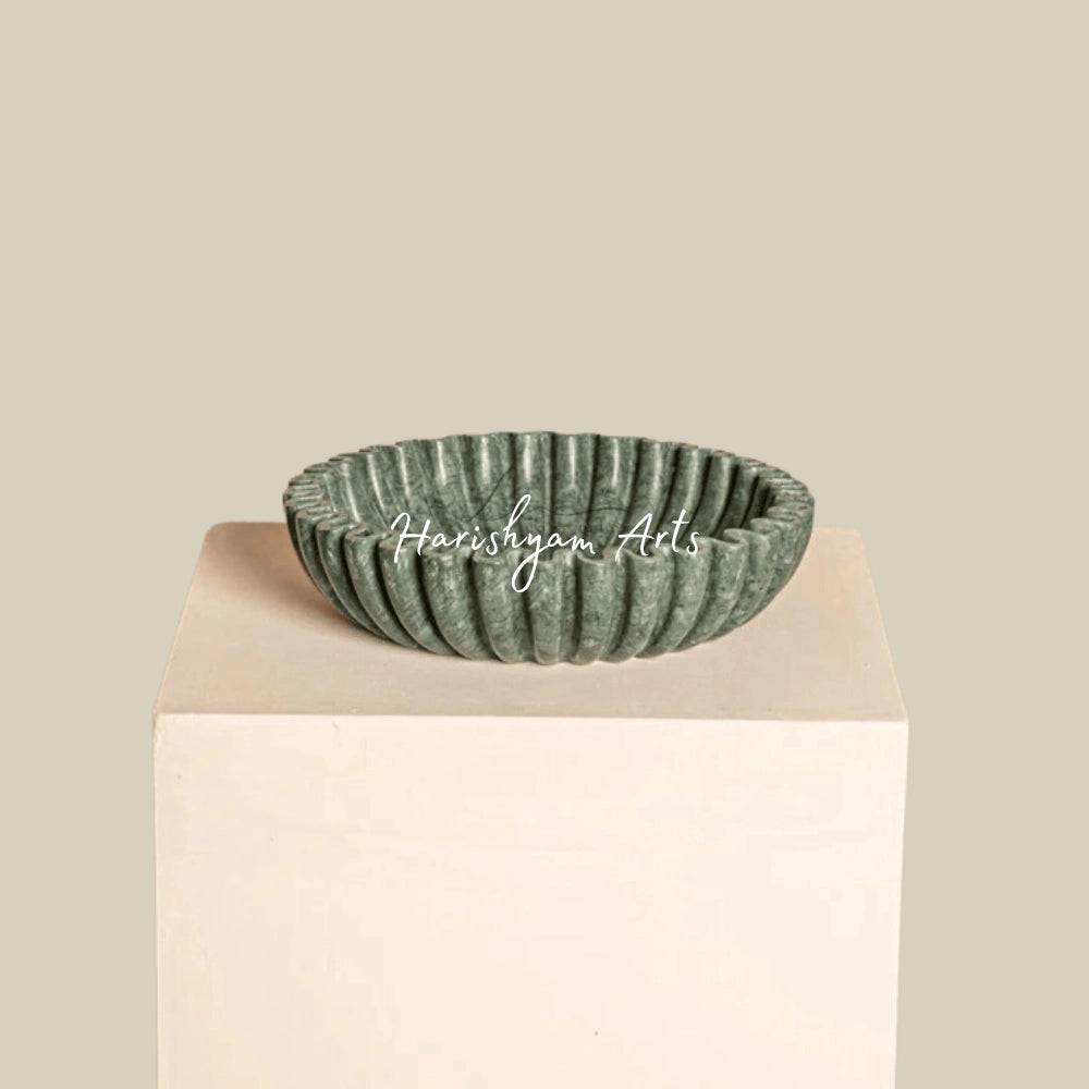 Green Marble Ruffle Bowl