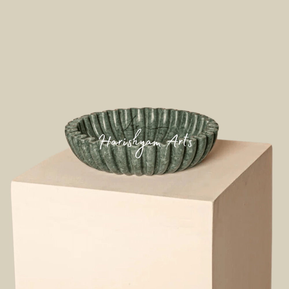 Green Marble Ruffle Bowl