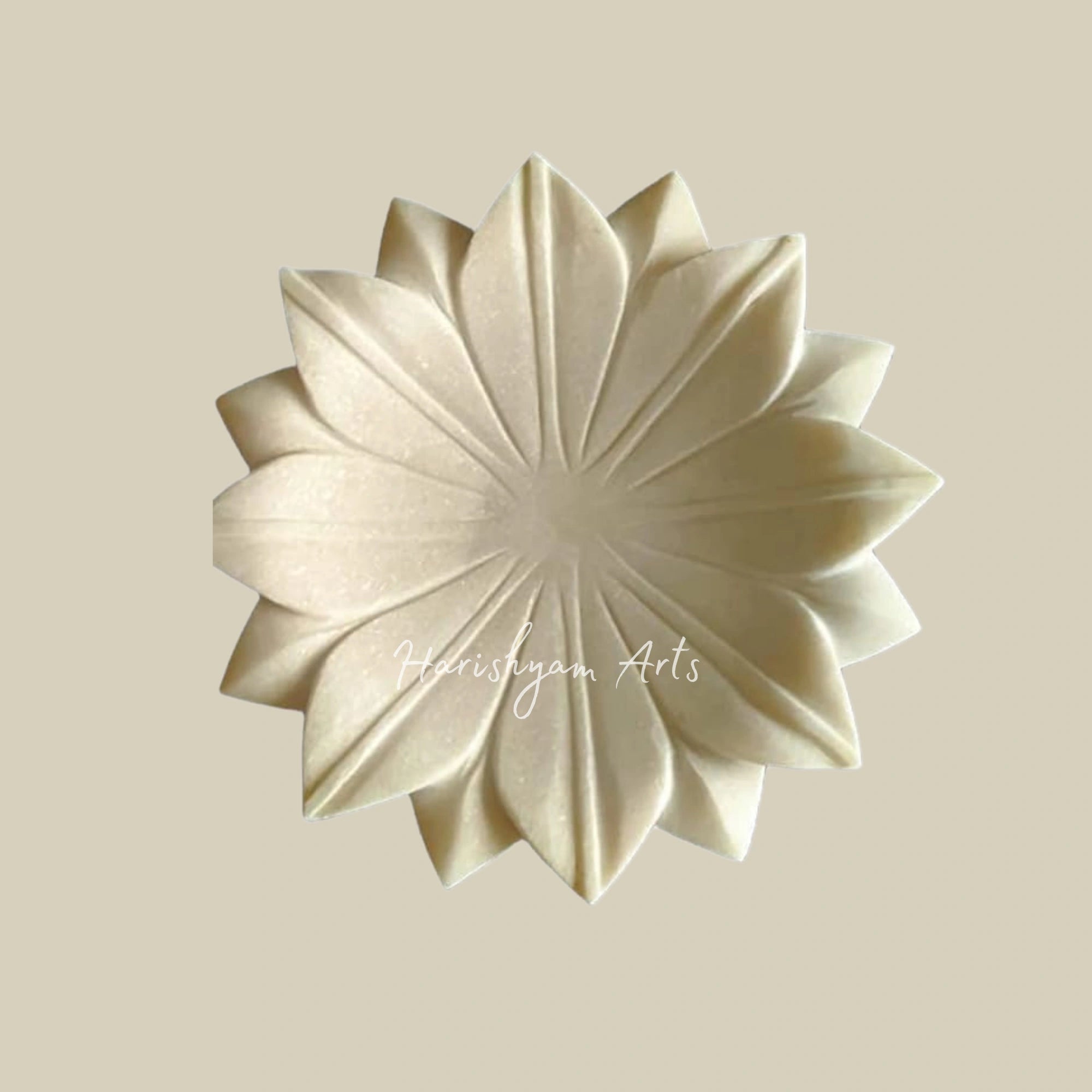 Hand-Carved Decorative Marble Urli Bowl with Flower Shape Design