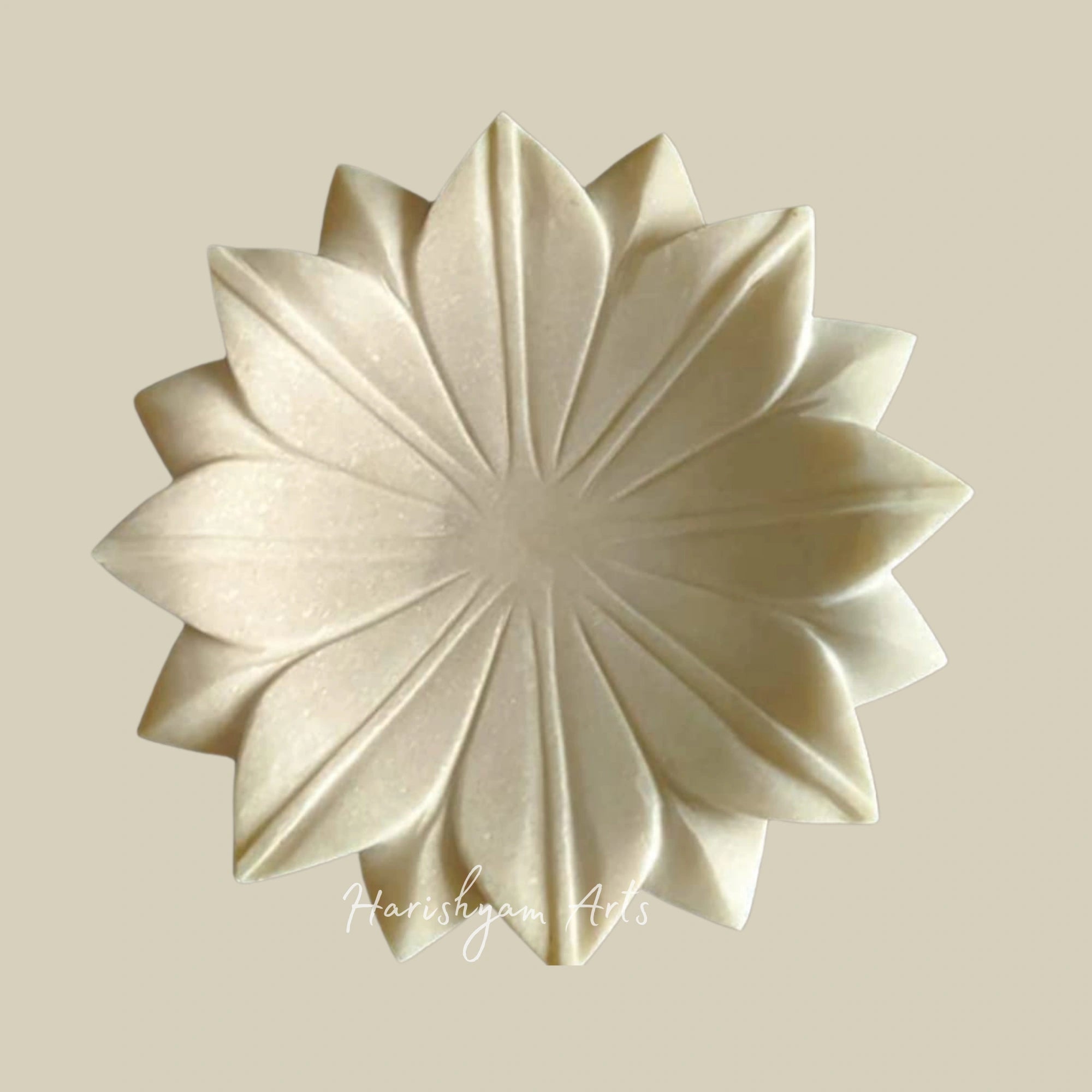 Hand-Carved Decorative Marble Urli Bowl with Flower Shape Design1