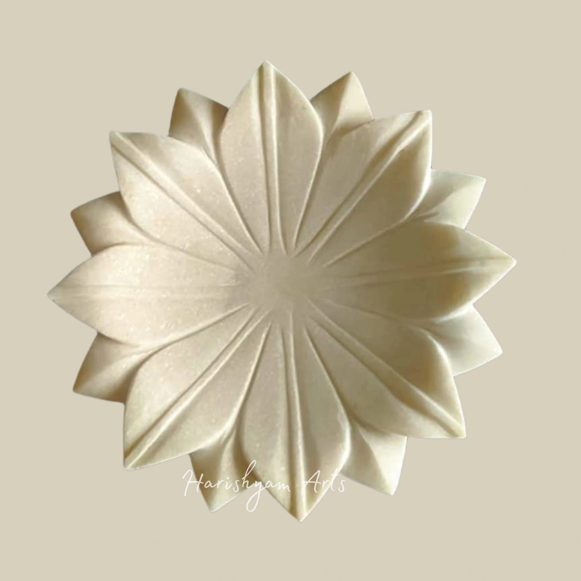 Hand-Carved Decorative Marble Urli Bowl with Flower Shape Design2