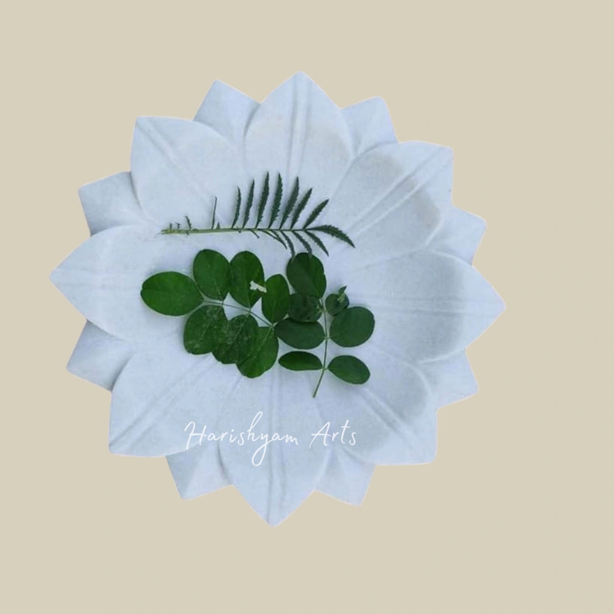 Hand-Carved Decorative Marble Urli Bowl with Flower Shape Design3