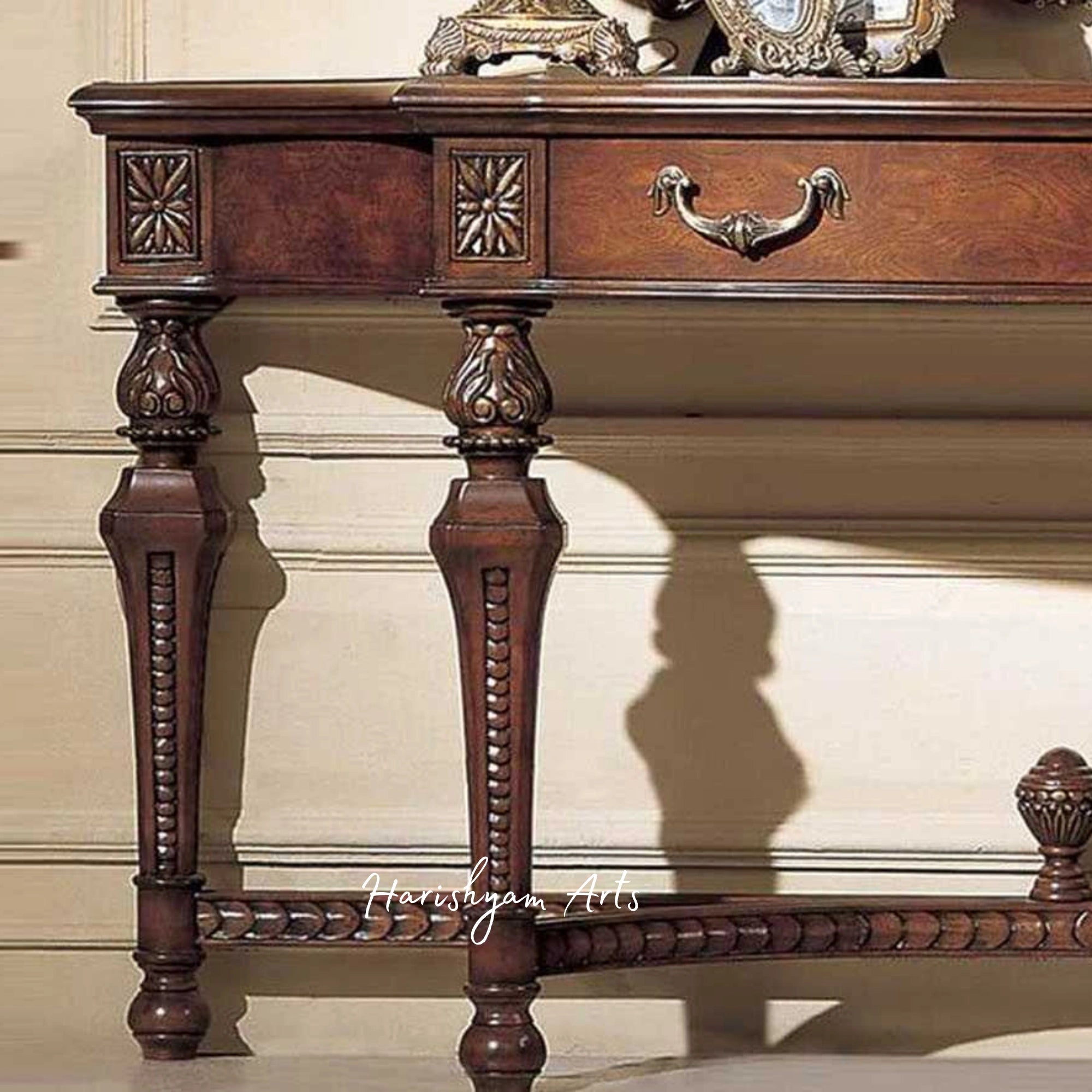 Hand-Carved French-Style Mirror with Elegant Console