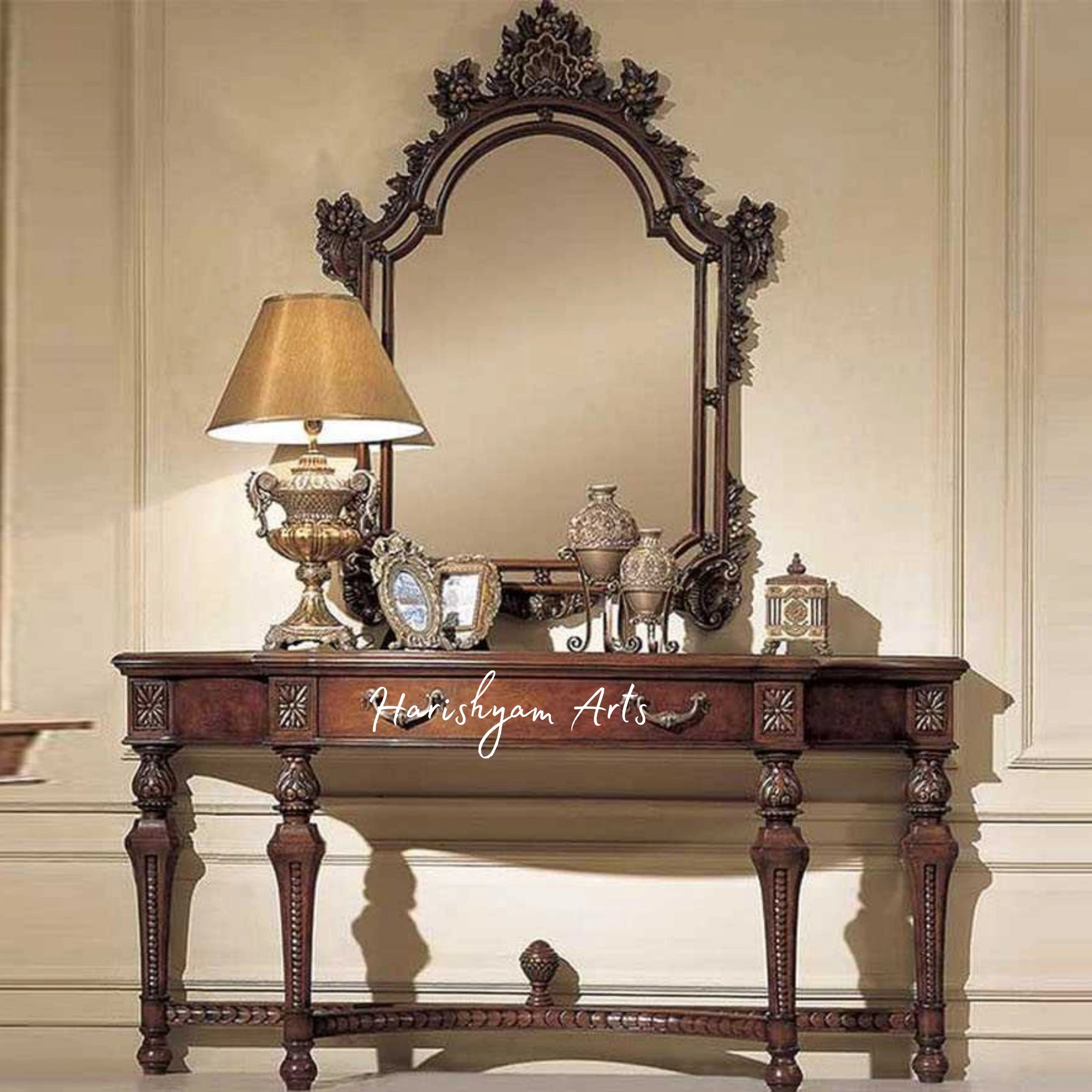 Hand-Carved French-Style Mirror with Elegant Console1