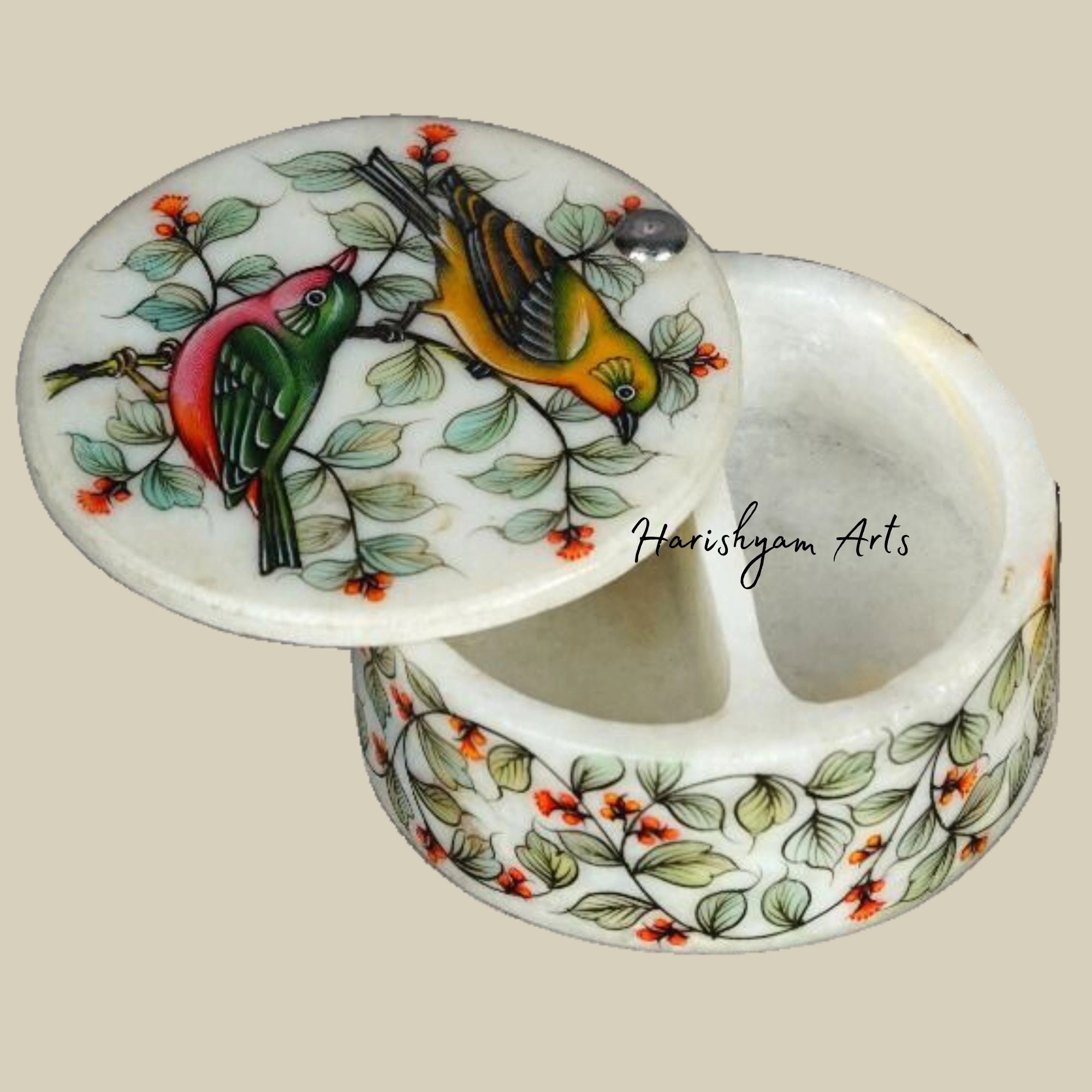 Hand-Carved White Marble Inlay Box with Partition for Jewelry and Accessories1