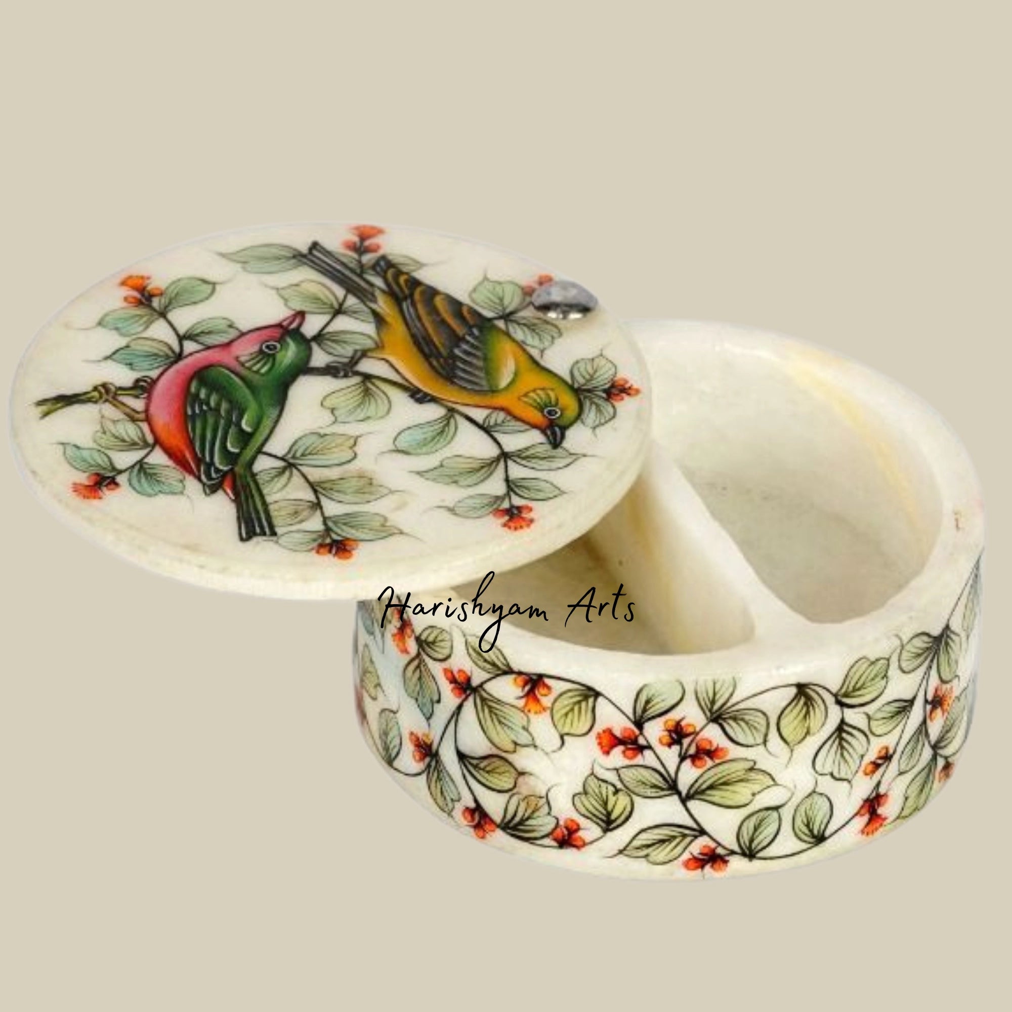 Hand-Carved White Marble Inlay Box with Partition for Jewelry and Accessories3
