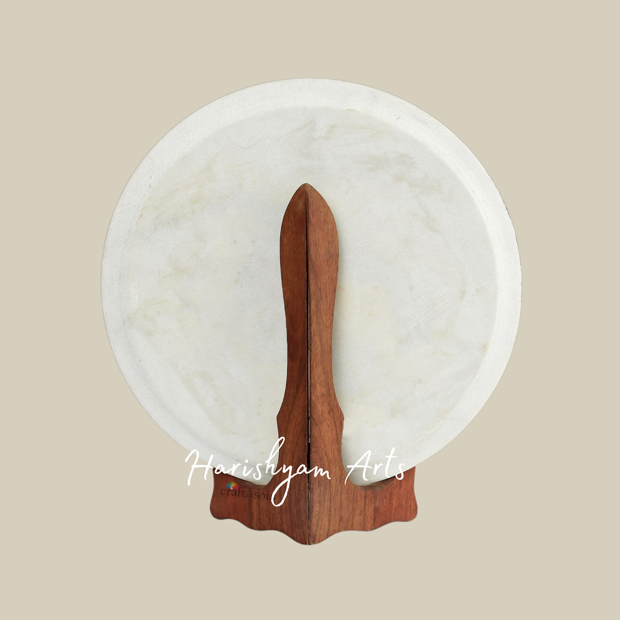 Hand-Painted Indian Art Marble Plate with Intricate Inlay Work
