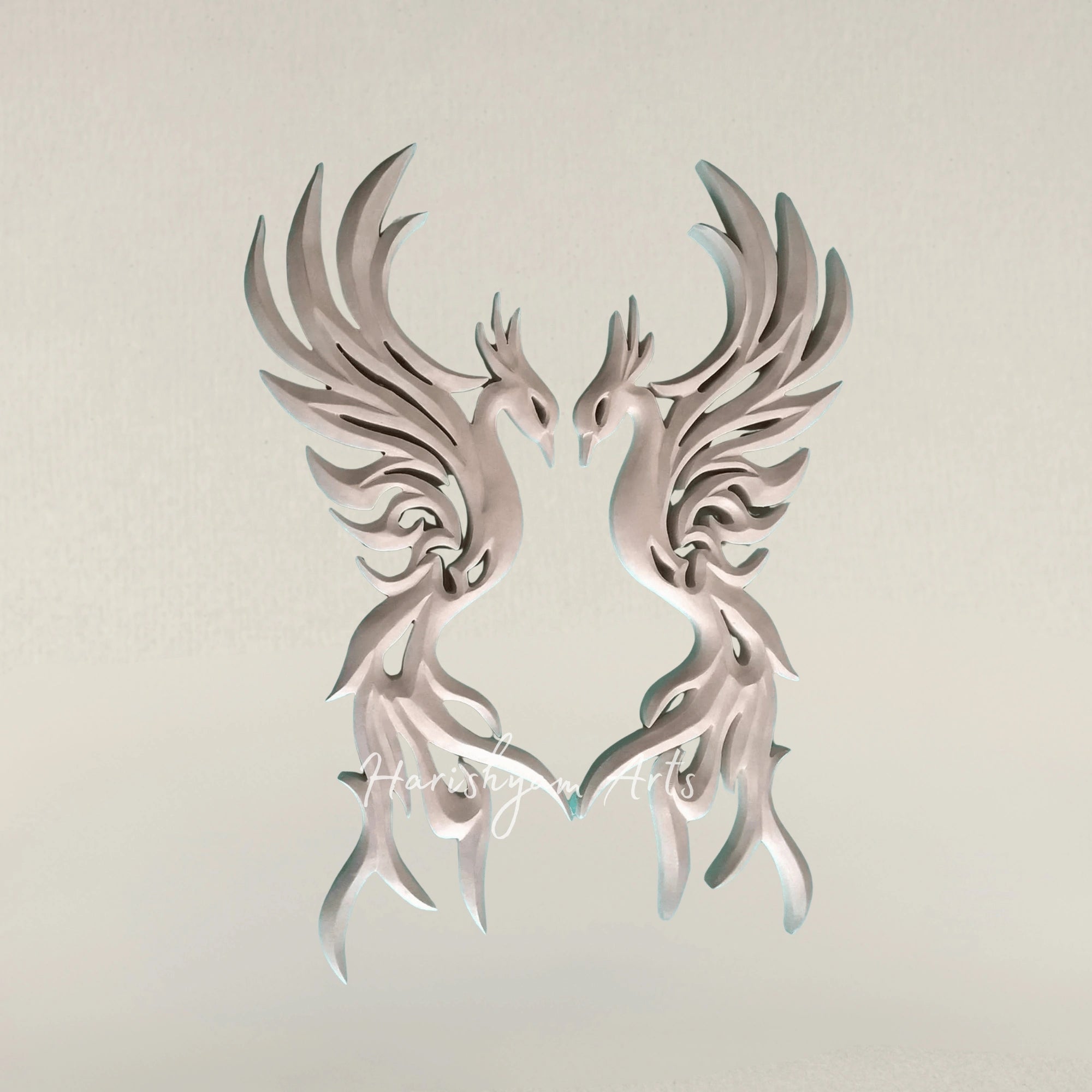 Hand Carved Wooden Wall Art Featuring a Majestic Phoenix