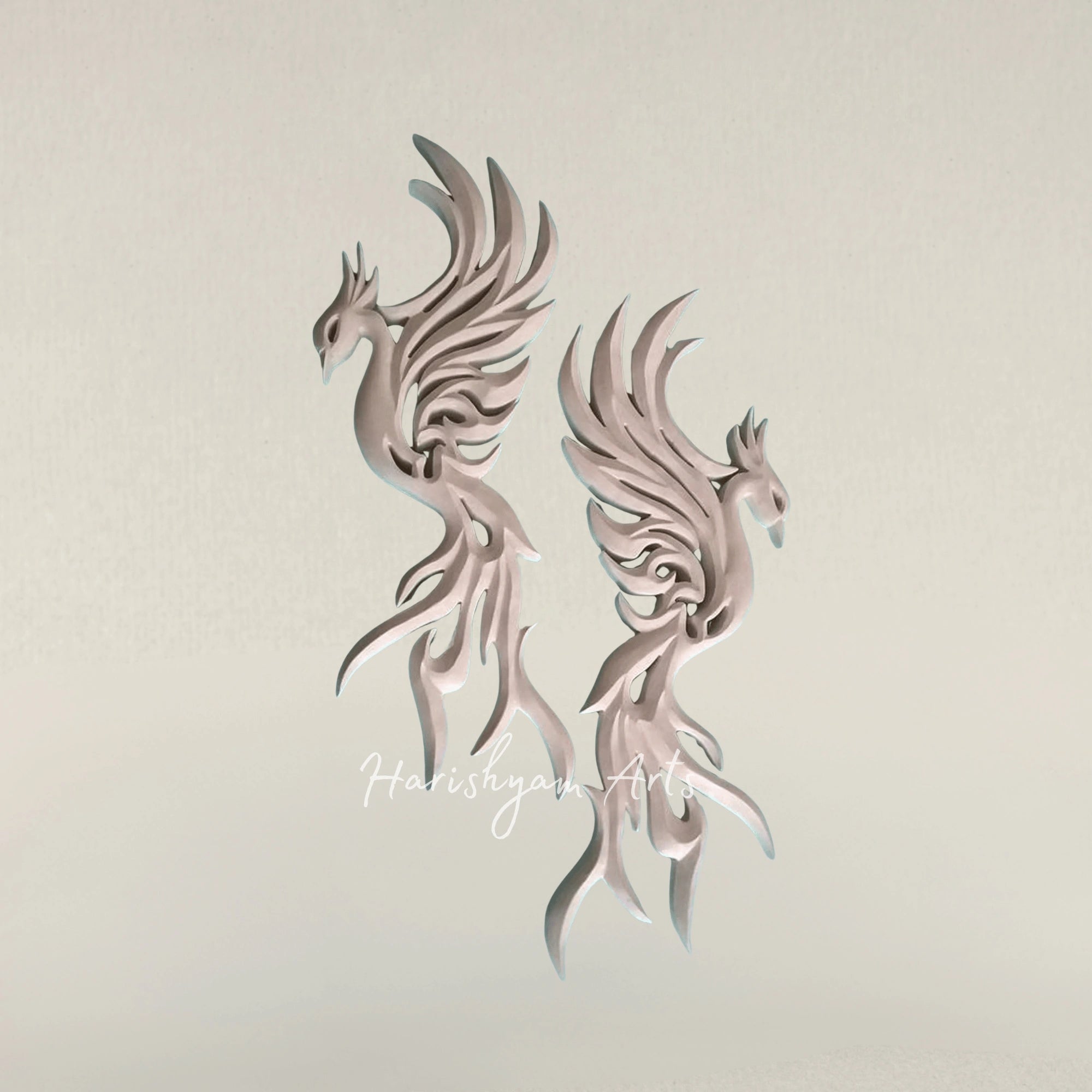 Hand Carved Wooden Wall Art Featuring a Majestic Phoenix