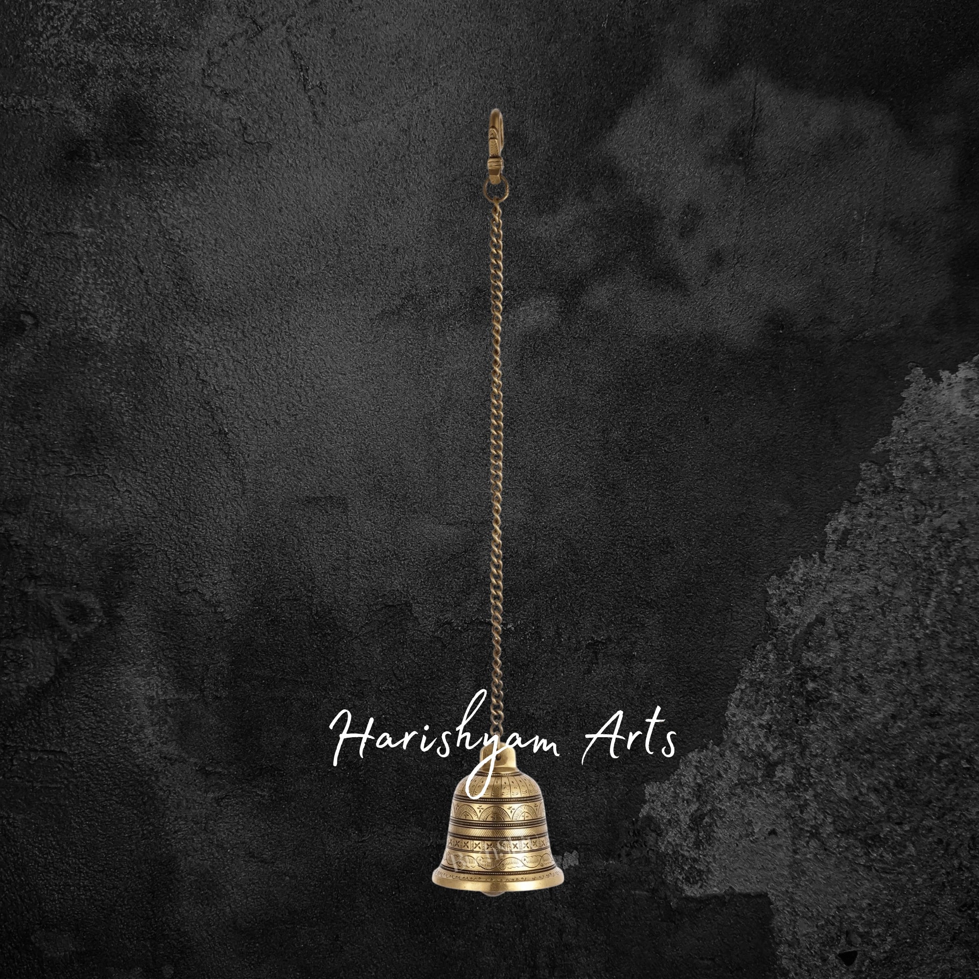 Handcrafted Brass Bell with Detailed Temple Engravings
