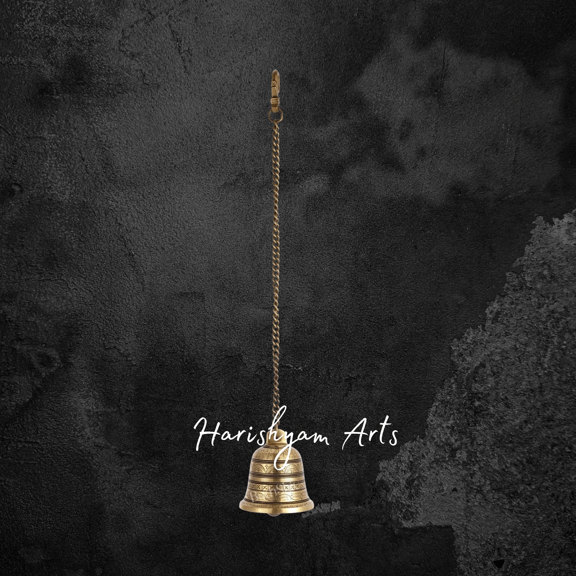 Handcrafted Brass Bell with Detailed Temple Engravings