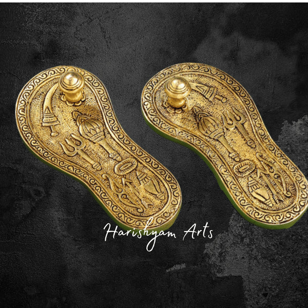 Handcrafted Brass Charan Paduka Set for Home Temple