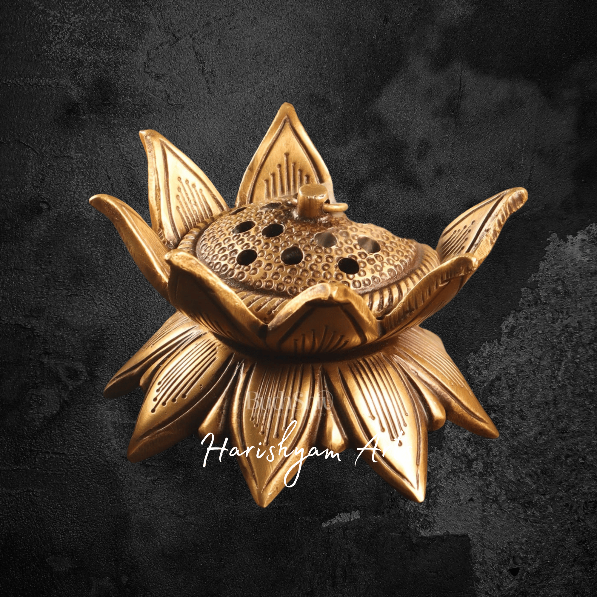 Lotus Shaped Brass Handmade Loban Daani for Charcoal Incense